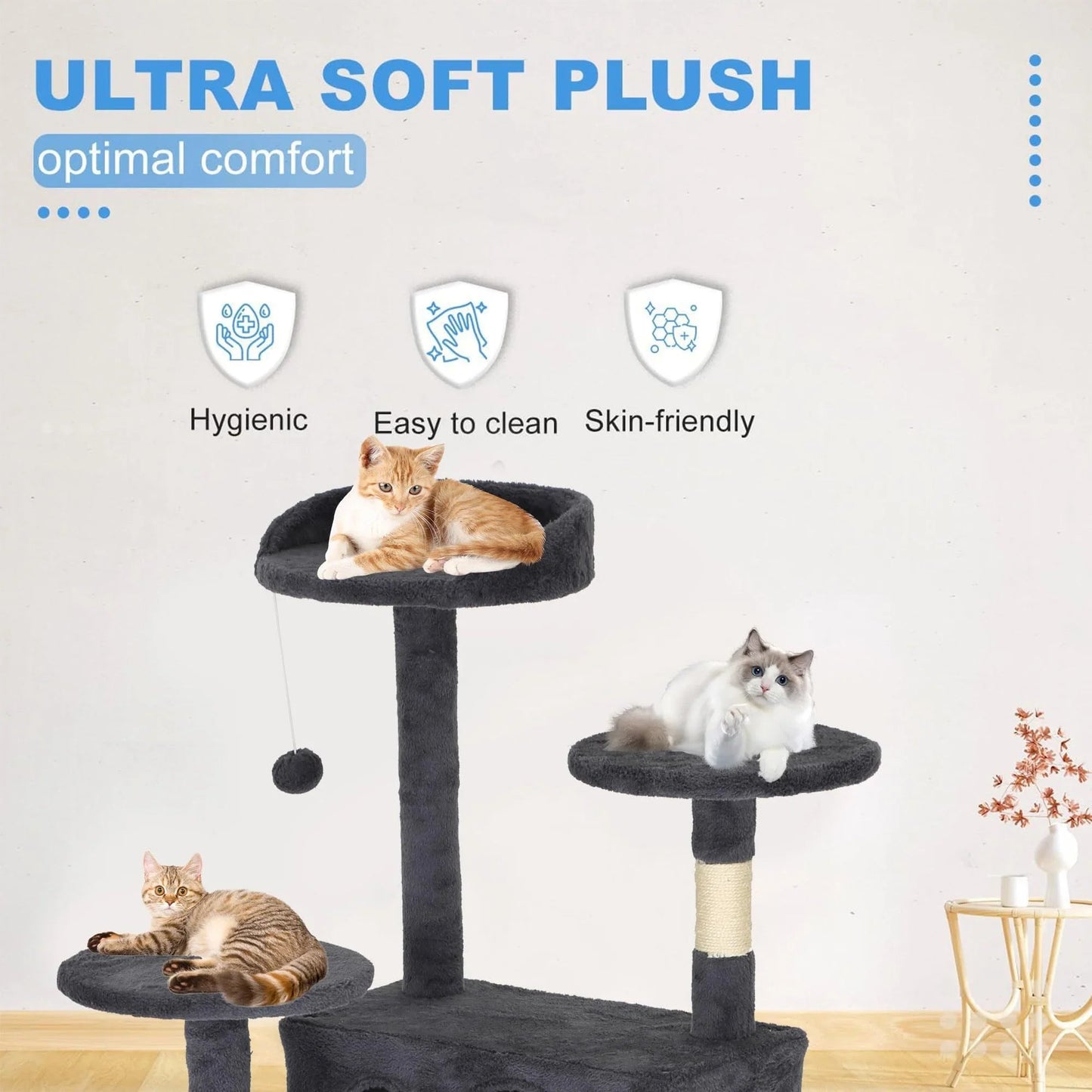 FDW Cat Tree 54in Cat Tower Multi-Level Durable Cat Scratching Post & Cozy Fun Cat Jumping Platform Space Saving Cat Condo Pet Play House for Indoor Cats,Dark Gray jlhbookstore.store