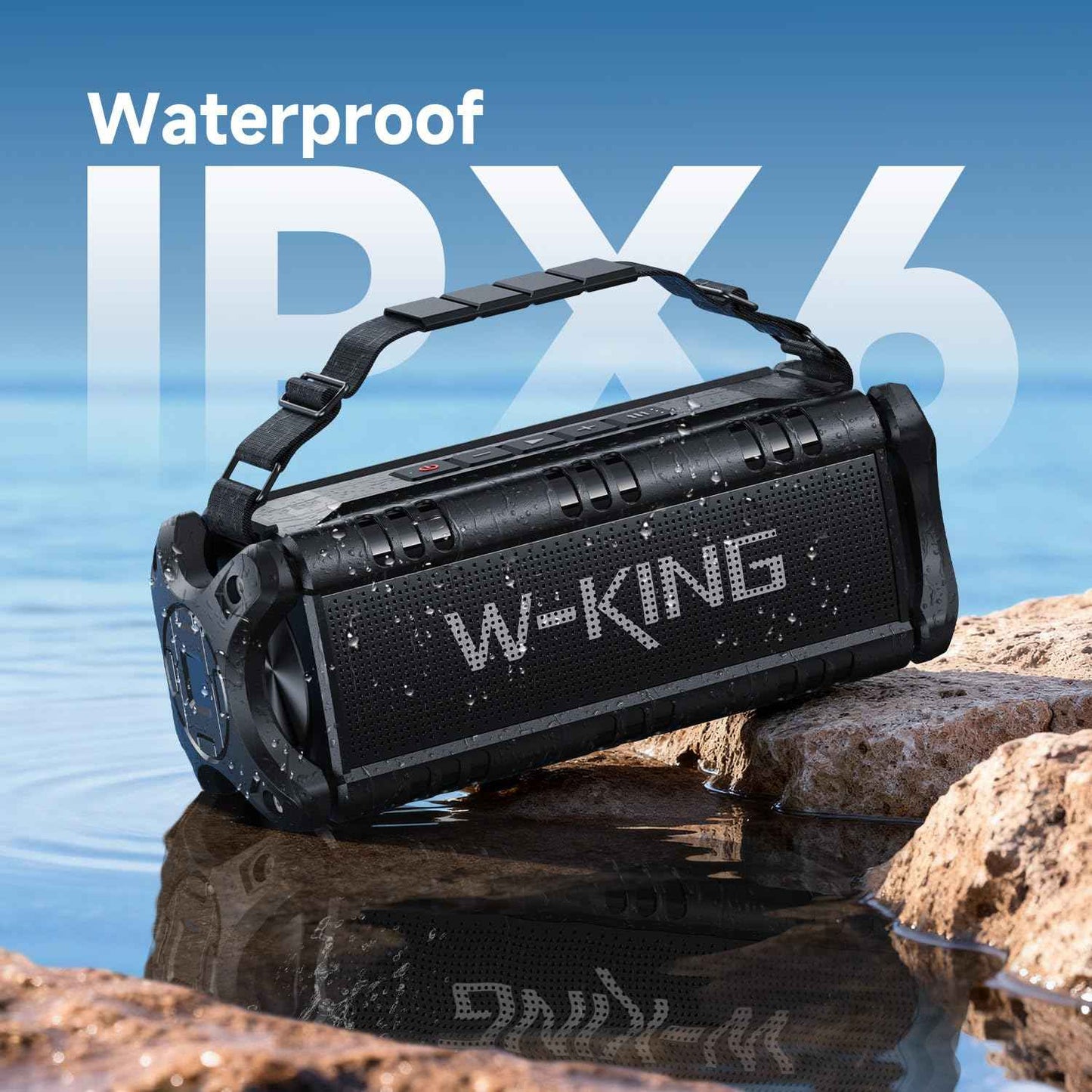 W-KING Bluetooth Speaker, 90W Max Portable Outdoor Speaker Loud, IPX6 Waterproof/50W Deep Bass Subwoofer/40H/EQ/Dual Pairing/TF/AUX, Large Boombox Speakers Bluetooth Wireless for Party/Beach/Jobside