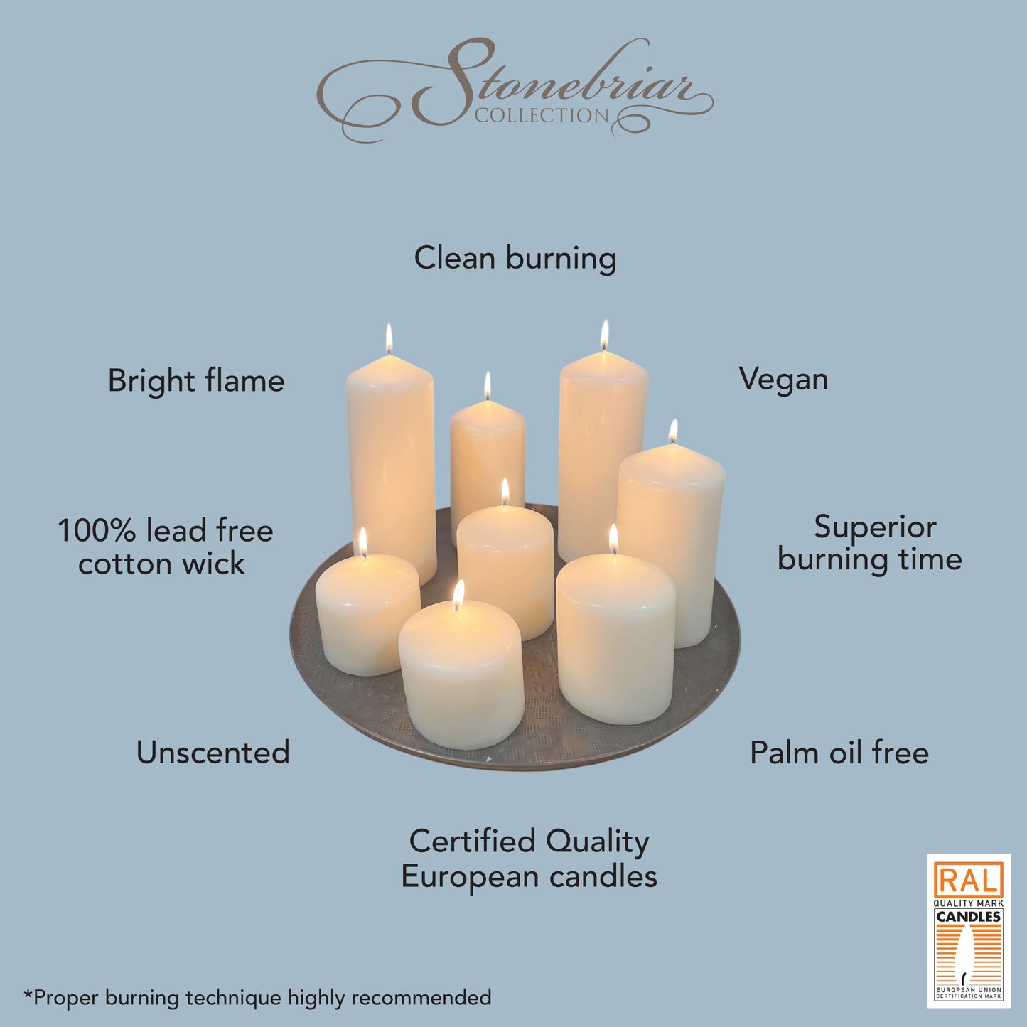 Stonebriar 6 Pack Tall 3 x 6 Inch 65 Hour Long Burning Unscented Ivory Wax Pillar Candles jlhbookstore.store