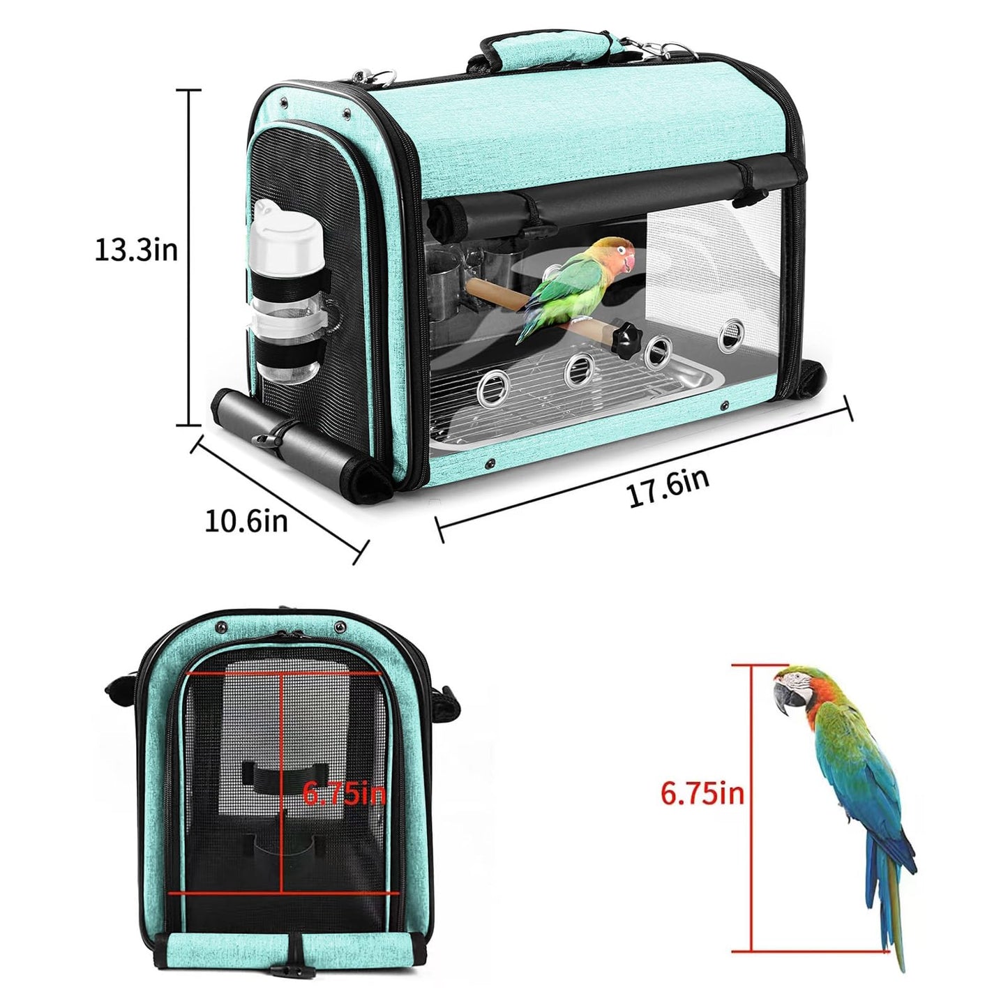 SUERTREE Bird Carrier Bag With Stand, Lightweight Backpack for Parrot, Portable Travel Cage, Pet Transparent Breathable Carrier