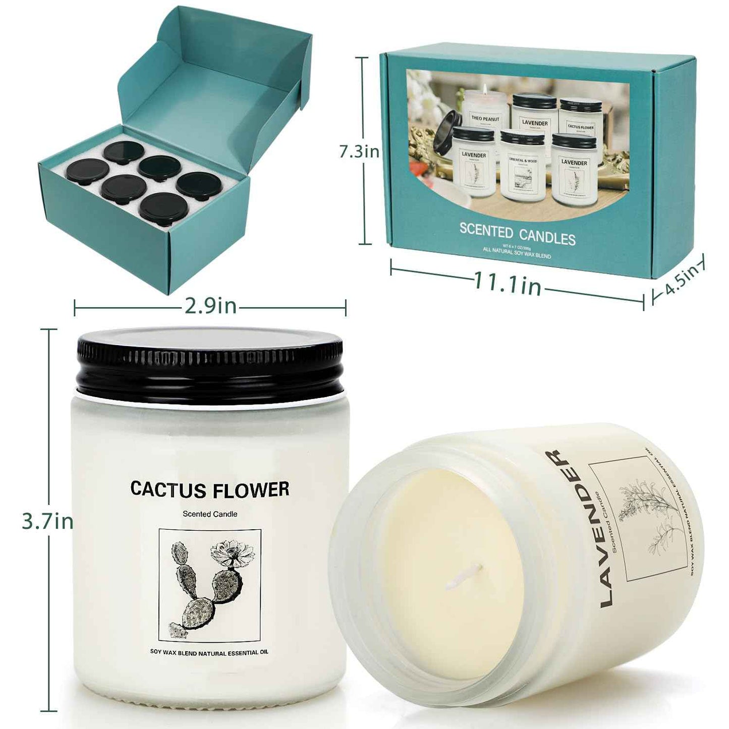 Lavender Candle Gift Set, 4 Pack Soy Wax Scented Candles for Home – Lavender, Sage & Ponderosa Pine – Aromatherapy Candles for Relaxation, Stress Relief & Christmas Gifts for Women