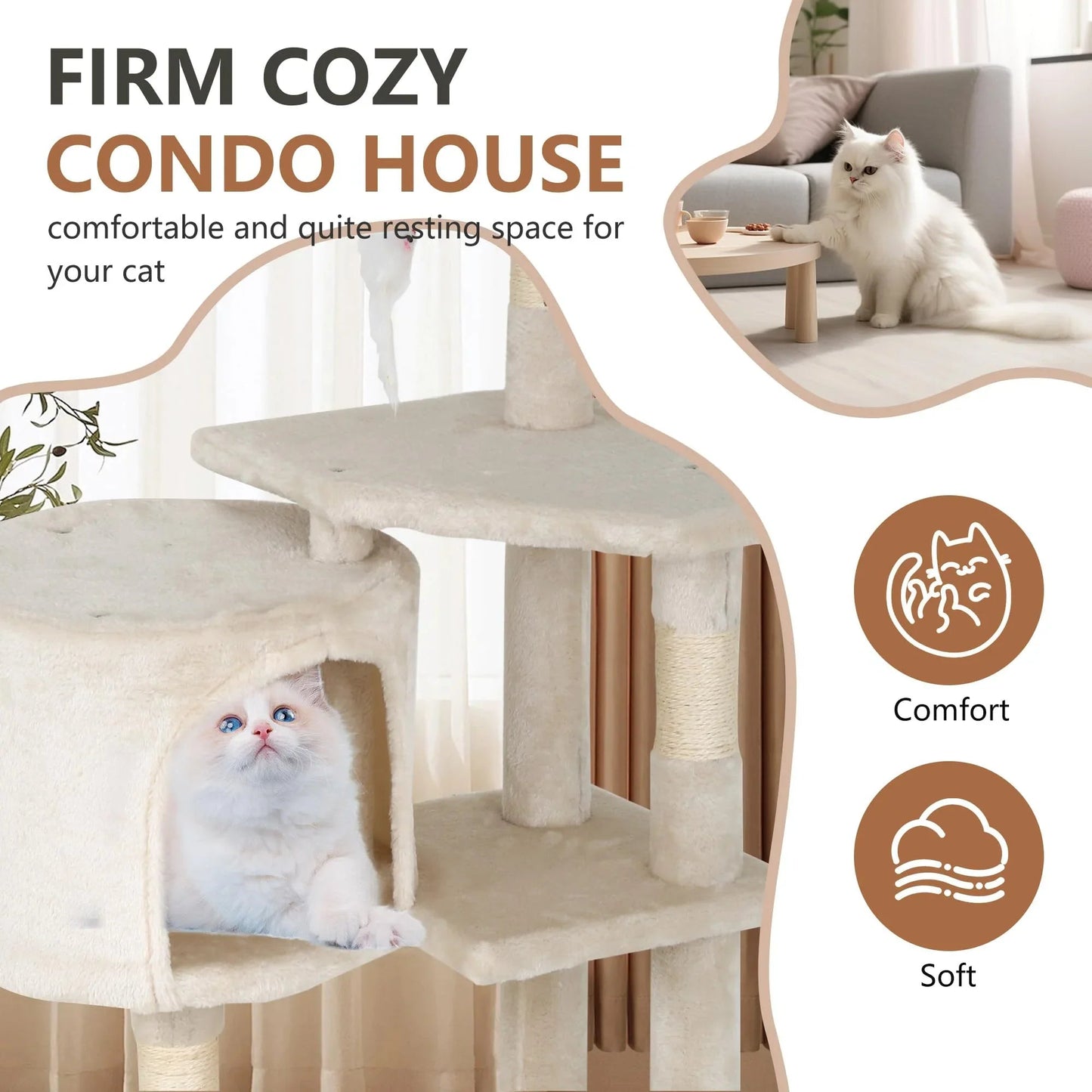 FDW Cat Tree 54in Cat Tower Multi-Level Durable Cat Scratching Post & Cozy Fun Cat Jumping Platform Space Saving Cat Condo Pet Play House for Indoor Cats,Dark Gray jlhbookstore.store