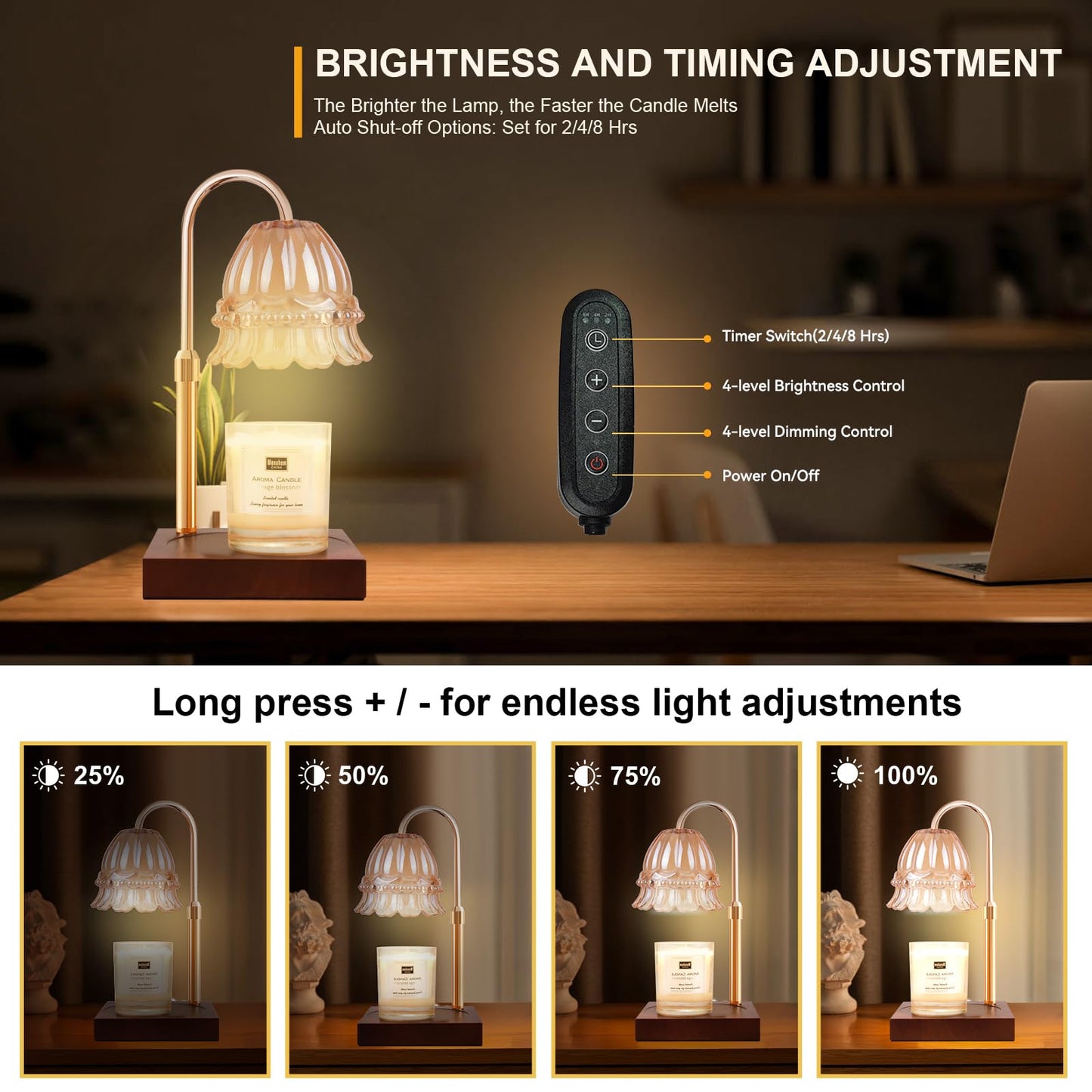 Candle Warmer Lamp with 3 Bulbs, Adjustable Height Dimmable Candle Warmer with Timer, Candle Lamp with Charming Gift Box Ribbon,Birthday Gifts for Women Mom, House Warming Gifts New Home Decor jlhbookstore.store