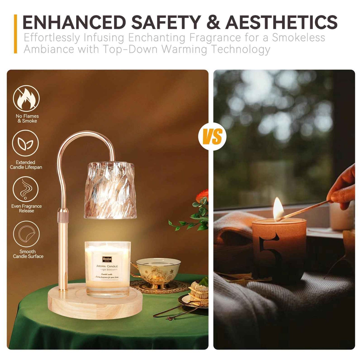 Candle Warmer Lamp with 3 Bulbs, Adjustable Height Dimmable Candle Warmer with Timer, Candle Lamp with Charming Gift Box Ribbon,Birthday Gifts for Women Mom, House Warming Gifts New Home Decor