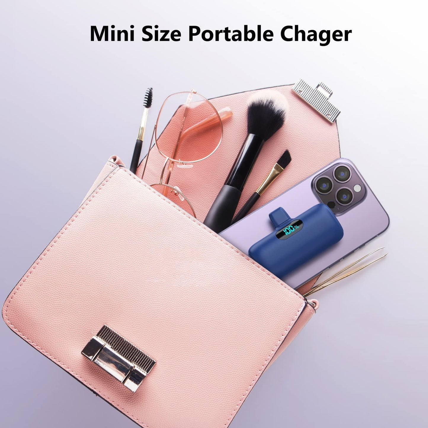 Mini Portable Charger for iPhone,Upgraded 5000mAh PD Fast Charging Battery Pack,LCD Display Cute Power Bank Portable Phone Charger for iPhone 14/14 Pro Max/13/13 Pro/12 Pro/11/XS/XR/X/8/7/6-Black - Jlhbookstore.store
