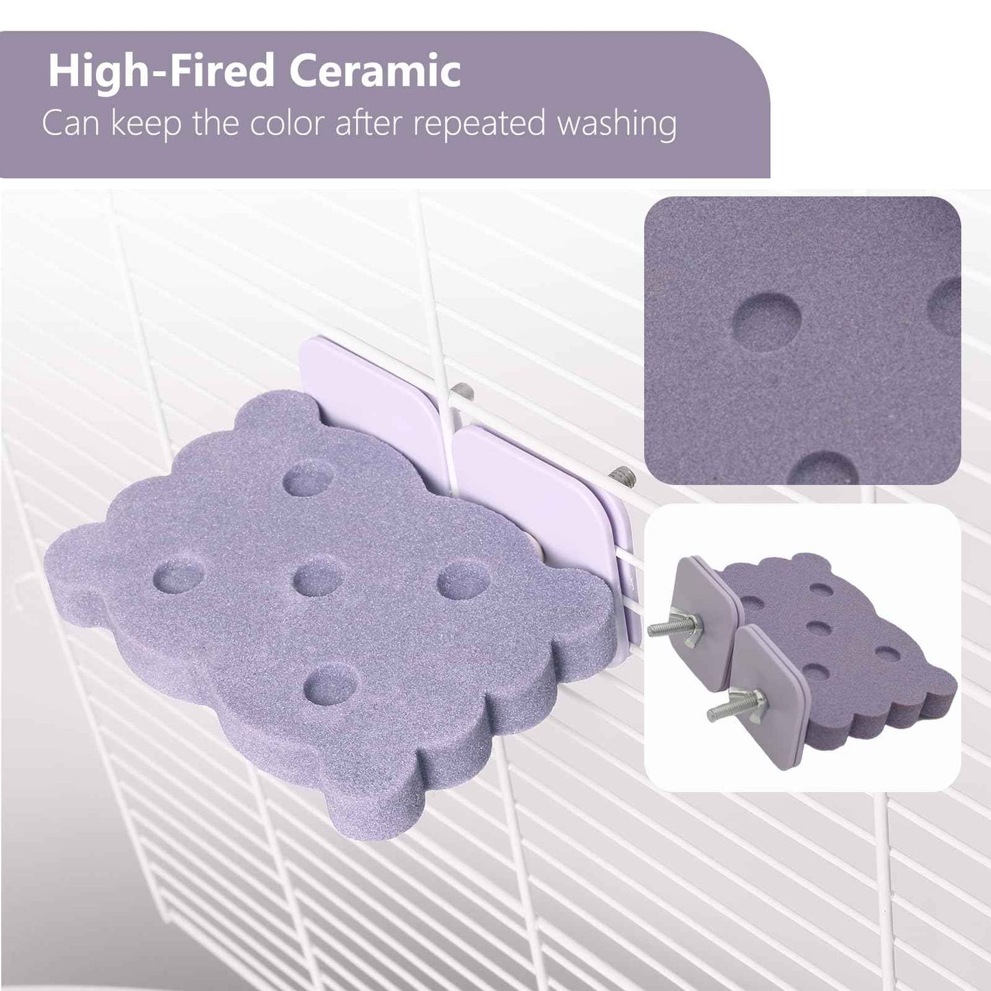 Bird Perch Stand for Parrots – Natural Ceramic Grinding Stick for Beak, A Safe, Non-Shedding Chewing and Claw-Trimming Perch for Parrots (Blue, Medium Size)