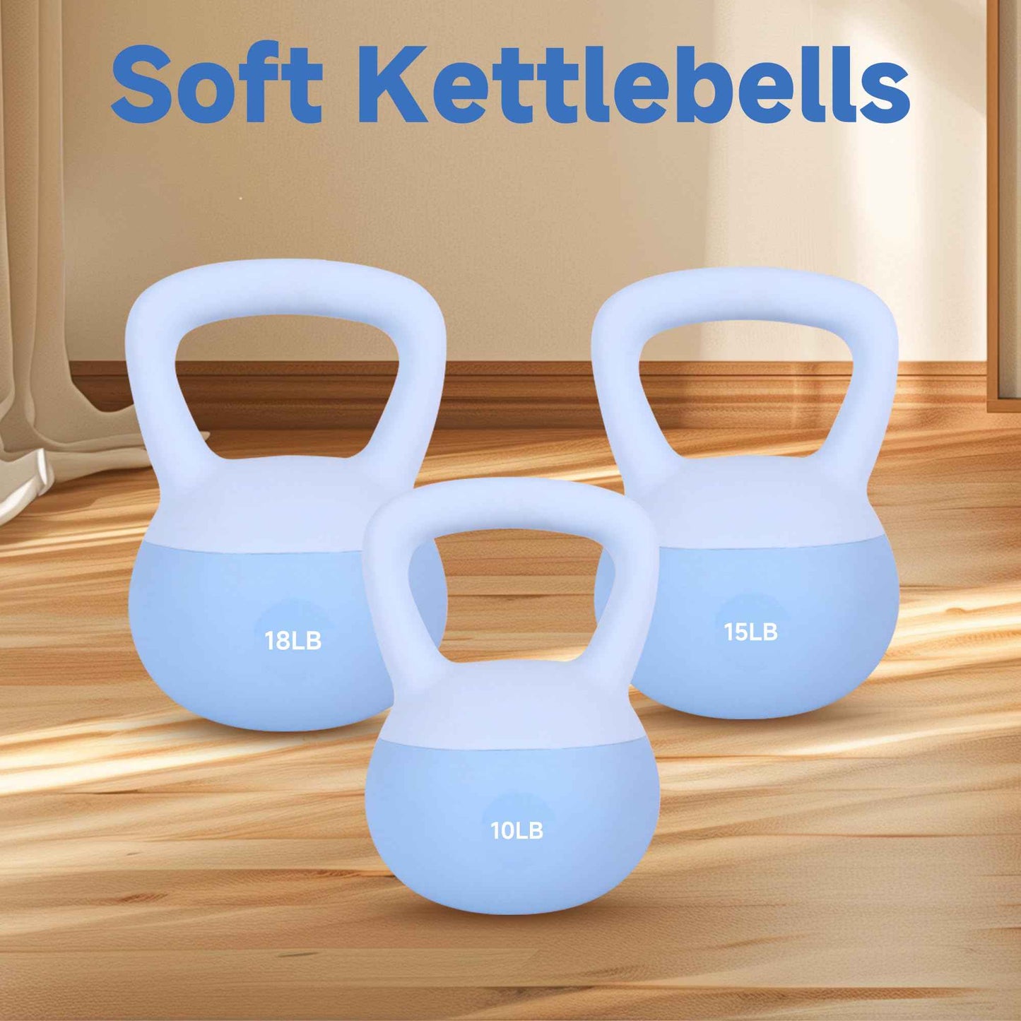 Leikefitness Soft Kettlebells,Steel Shot Filled Weights for Women and Men,Color Coded Anti Slip Soft Kettlebells,Home workout