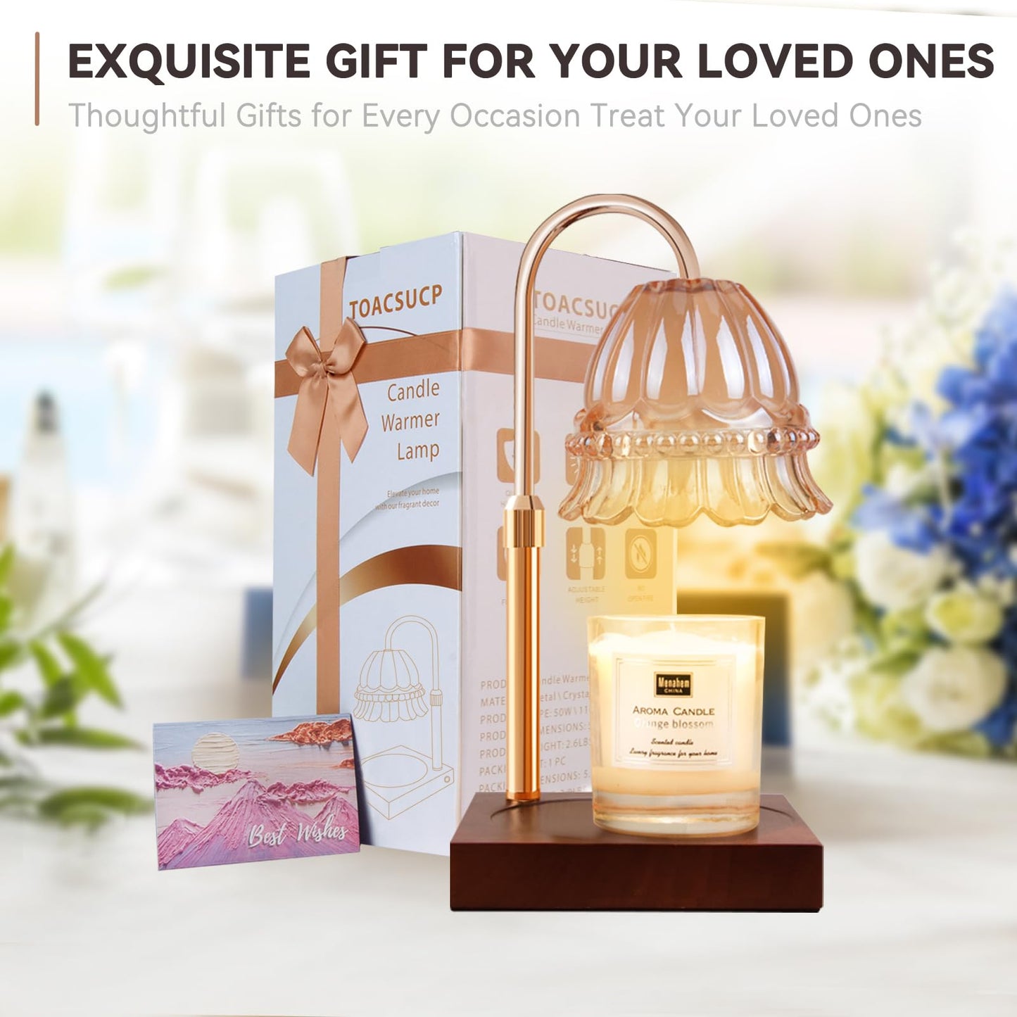 Candle Warmer Lamp with 3 Bulbs, Adjustable Height Dimmable Candle Warmer with Timer, Candle Lamp with Charming Gift Box Ribbon,Birthday Gifts for Women Mom, House Warming Gifts New Home Decor jlhbookstore.store