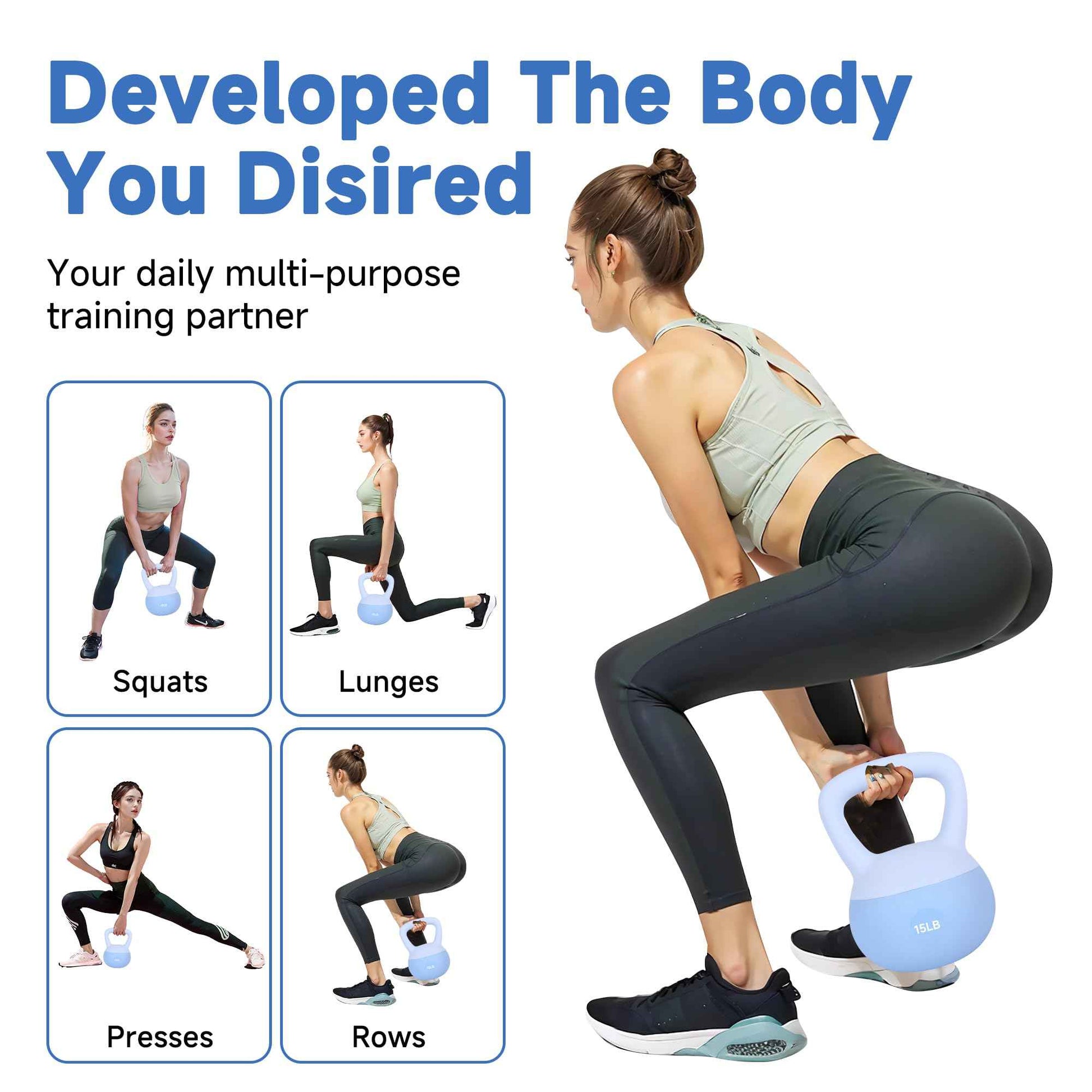 Leikefitness Soft Kettlebells,Steel Shot Filled Weights for Women and Men,Color Coded Anti Slip Soft Kettlebells,Home workout