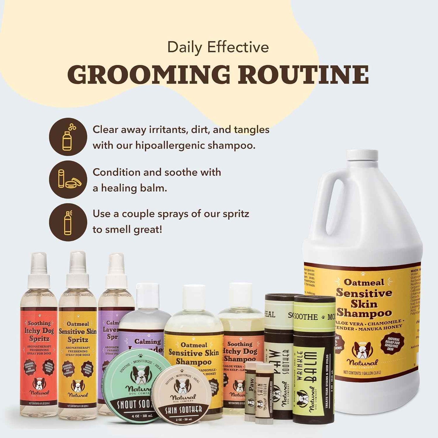 Natural Dog Company Oatmeal Shampoo for Dogs with Sensitive Skin, Ideal Anti Itch Dog Shampoo and Puppy Shampoo Oatmeal Itch Relief Dog Hypoallergenic Pet Shampoo, Deodorizing and Organic 12 oz