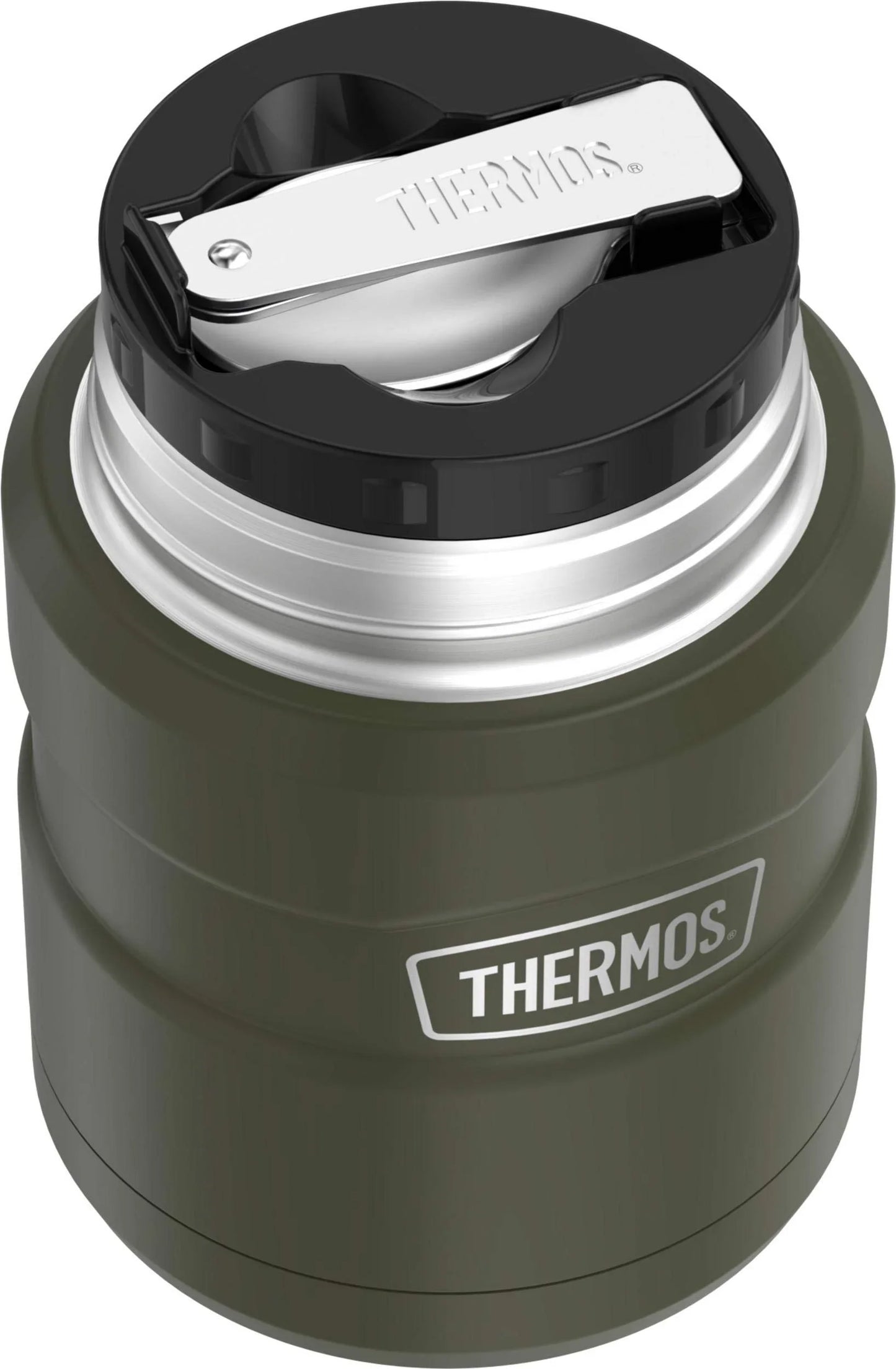 THERMOS Stainless King Vacuum-Insulated Food Jar with Spoon, 16 Ounce, Army Green - Jlhbookstore.store
