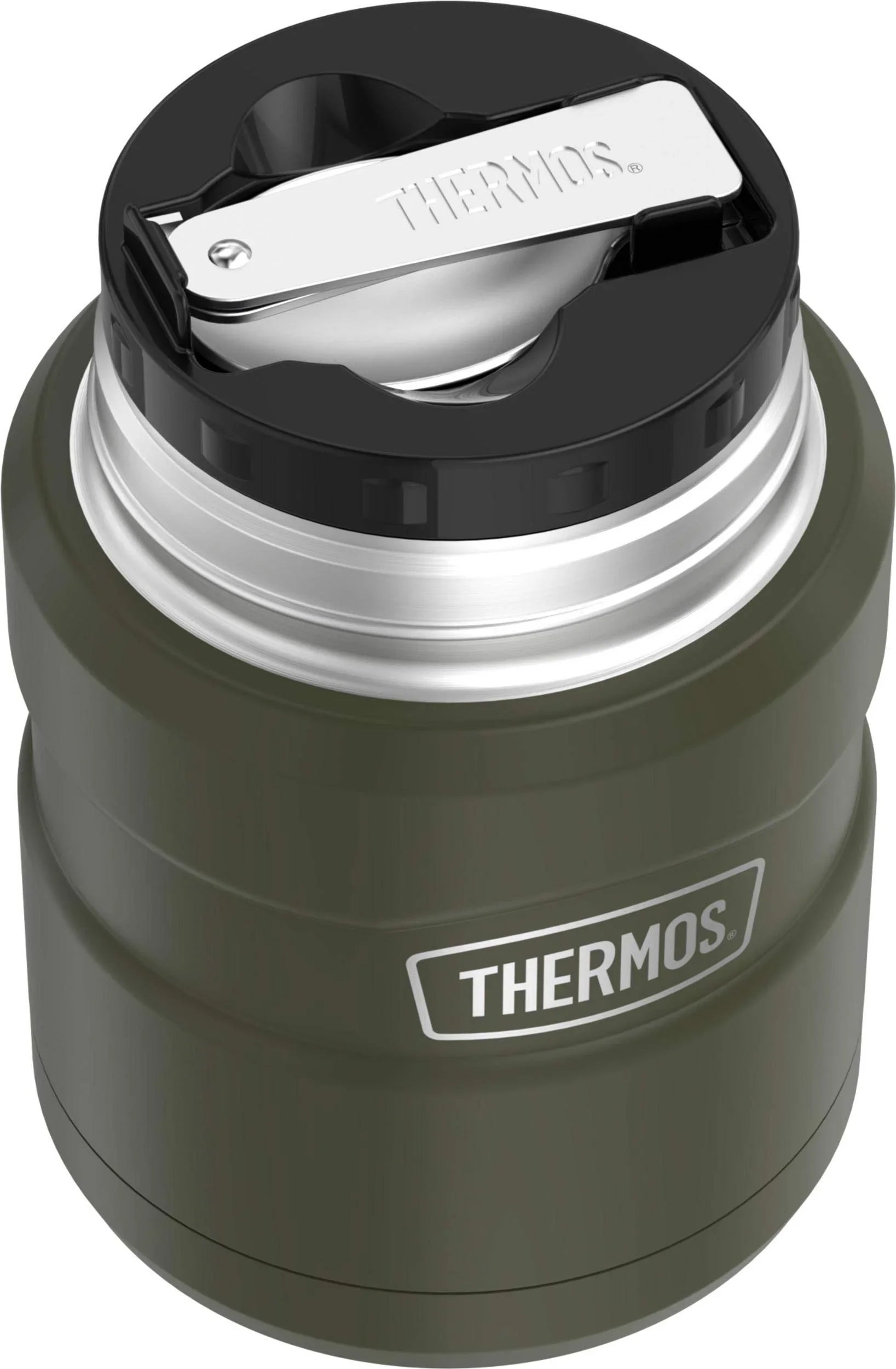 THERMOS Stainless King Vacuum-Insulated Food Jar with Spoon, 16 Ounce, Army Green - Jlhbookstore.store