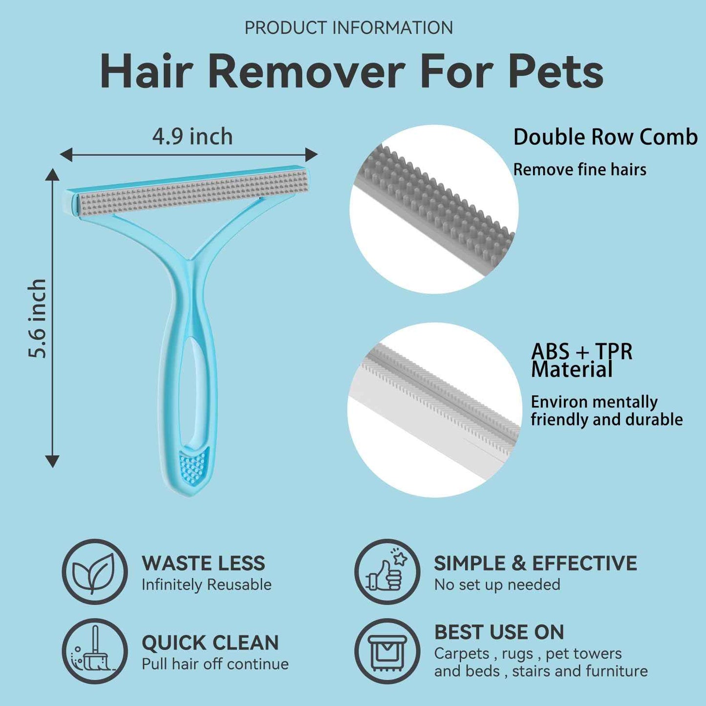 Pet Hair Remover, Dog and Cat Hair Remover, Wool Hair Remover, Carpet Rake for Pet Hair Removal, Carpet Rake, Pile Brush, Hand Shaver for Carpets, Car Cushions, Sofas, Pet Beds, Furniture & Rug