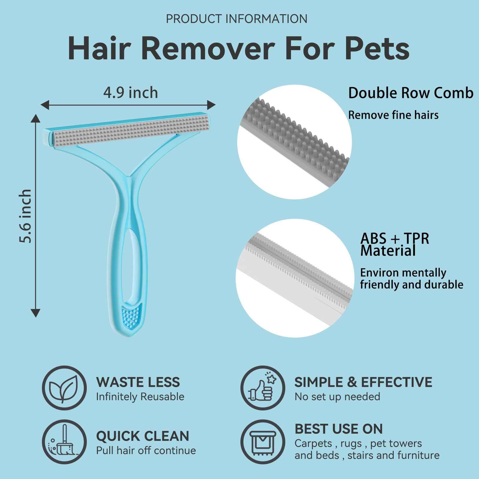 Pet Hair Remover, Dog and Cat Hair Remover, Wool Hair Remover, Carpet Rake for Pet Hair Removal, Carpet Rake, Pile Brush, Hand Shaver for Carpets, Car Cushions, Sofas, Pet Beds, Furniture & Rug