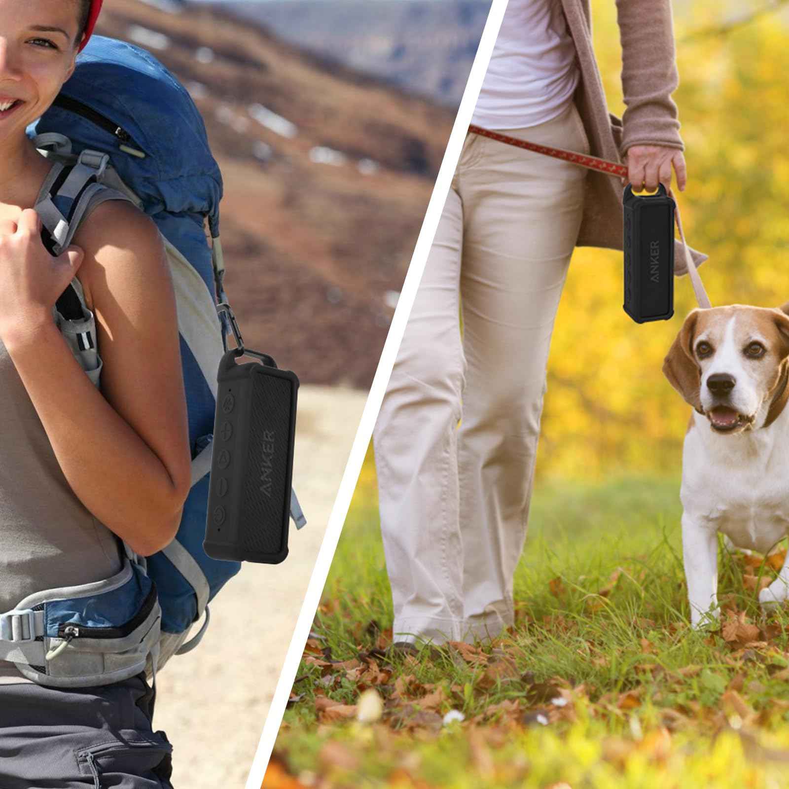 TXEsign Silicone Case Compatible with Anker Soundcore 2 Portable Speaker, Protective Travel Case Cover with Handle and Carabiner for Anker Soundcore 2 Speaker (Black)