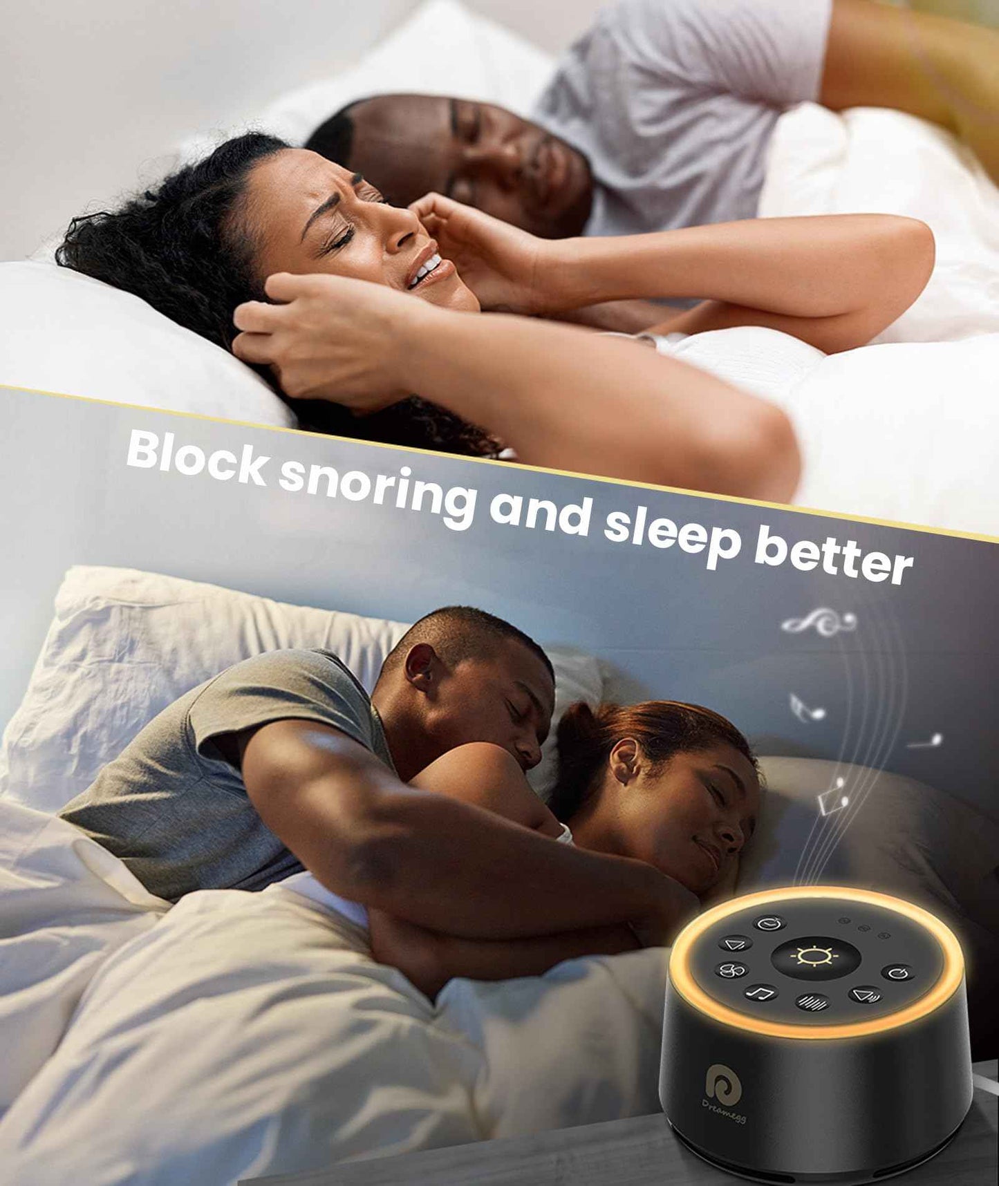 Dreamegg Sound Machine for Sleep - D1 Nova White Noise Sound Machine for Baby Adult with Alarm Clock, Soothing Sounds, Dimmable, White Noise Alarm Clocks for Bedrooms Heavy Sleepers Travel, Black