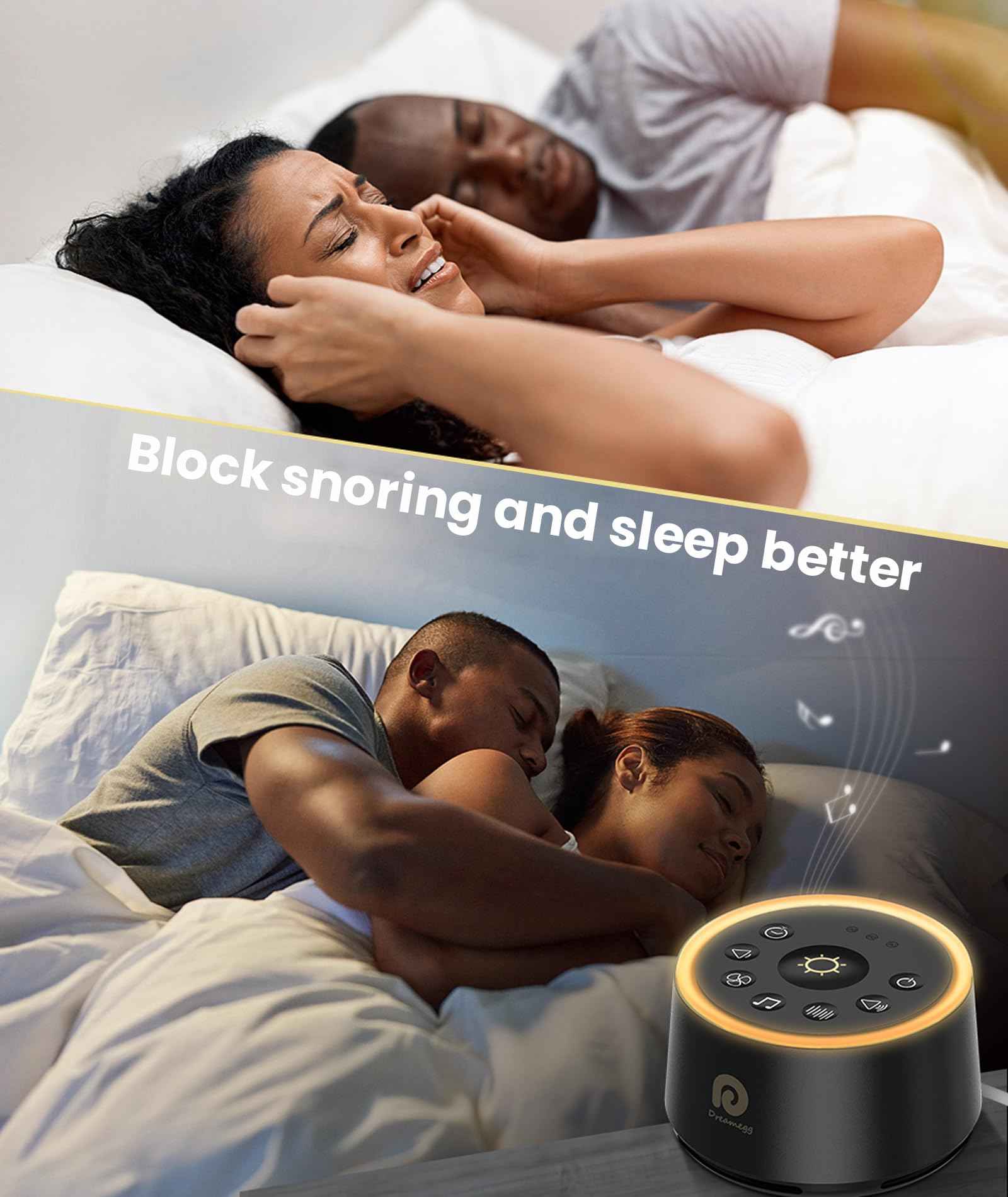 Dreamegg Sound Machine for Sleep - D1 Nova White Noise Sound Machine for Baby Adult with Alarm Clock, Soothing Sounds, Dimmable, White Noise Alarm Clocks for Bedrooms Heavy Sleepers Travel, Black