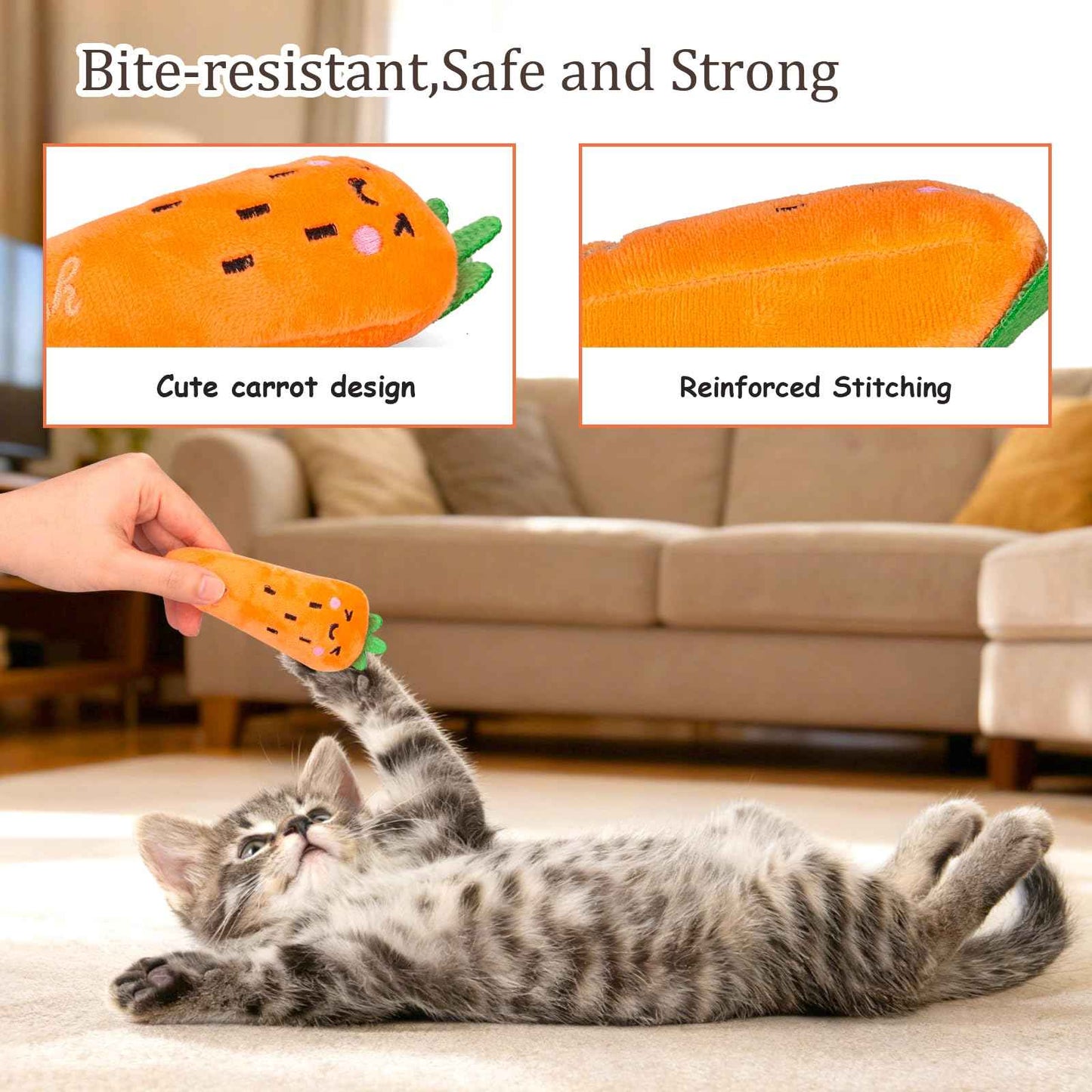 Catnip Cat Toys, Safe Teeth Cleaning Cat Nip Toys for Indoor Kitten Kitty,Interactive Plush Cat Chew Kicker Toys, 5 Pack, Vegetable Shape