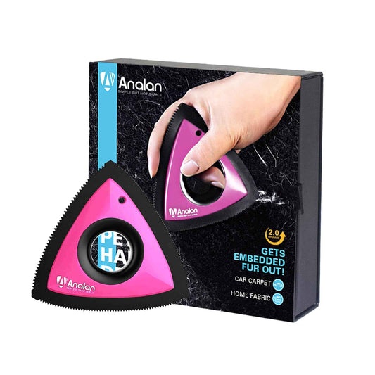 Analan Mini Pet Hair Remover for Car Detailing Supplies, Carpet Dog Hair Remover for Car Interior, Triangle Dog Hair Remover for Auto Detailing, Couch, Furniture, Lint, Carpet (Jet Black)