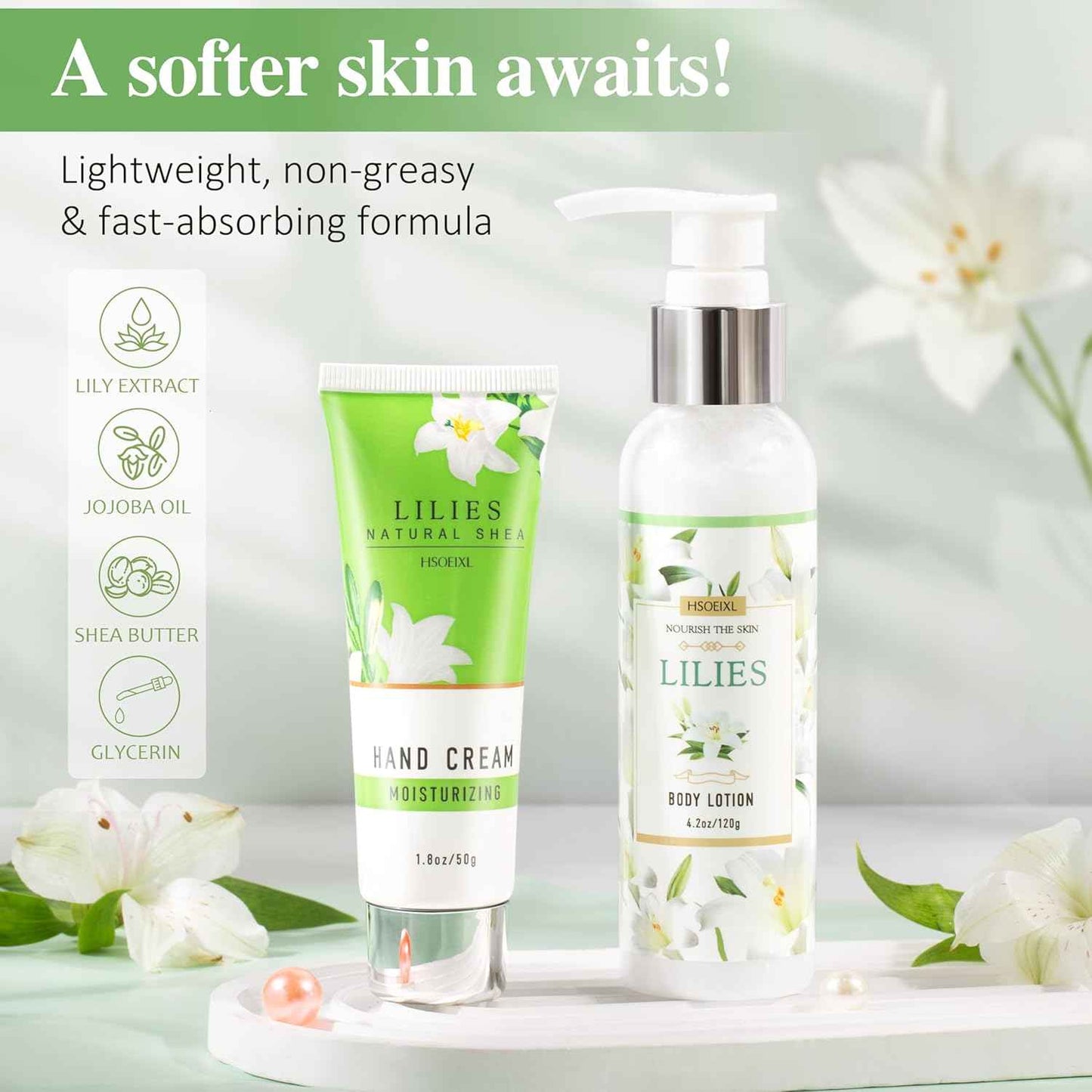 Gifts for Women, Birthday Gifts for Women, Bath and Body Gifts Set, Lilies Self Care Set,Christmas Mothers Day Relaxing Spa Basket for Mom, Grandma, Girlfriend, Sister, Friends