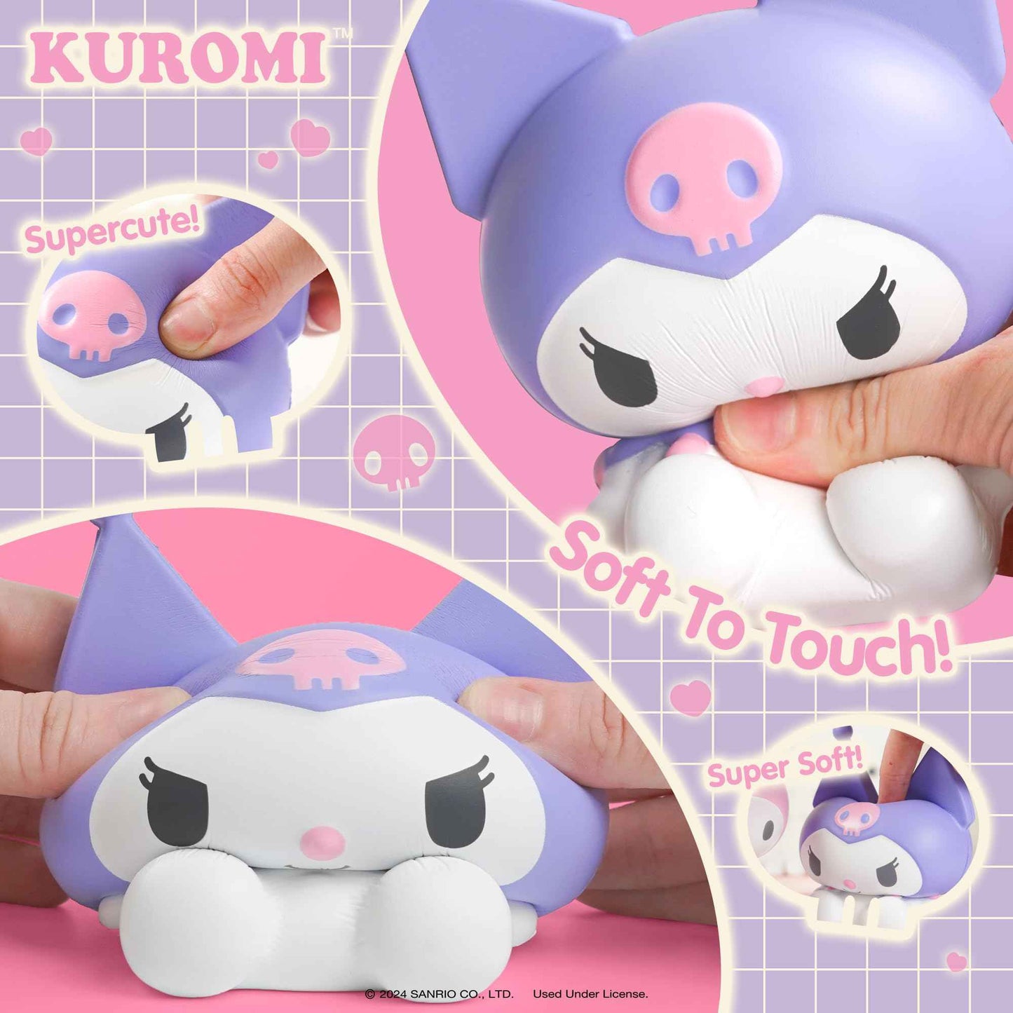 Hamee SquiSHU Buddy Hello Kitty and Friends Kuromi, Cute Birthday Gift, Official Merchandise, Toys for Kids & Adult, Model Jumbo Squishy for Collectors