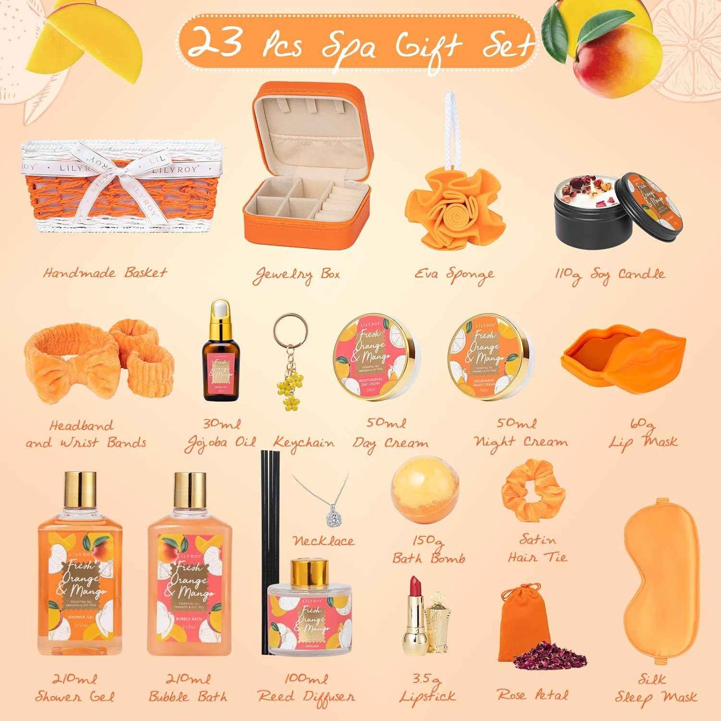 25Pcs Christmas Gifts for Women - Luxury Bath and Body Spa Gift Basket for Women with Necklace | Relaxing Care Kit Valentine's Mothers Day Gifts for Mom Gift Baskets for Anniversary or Bridal Shower