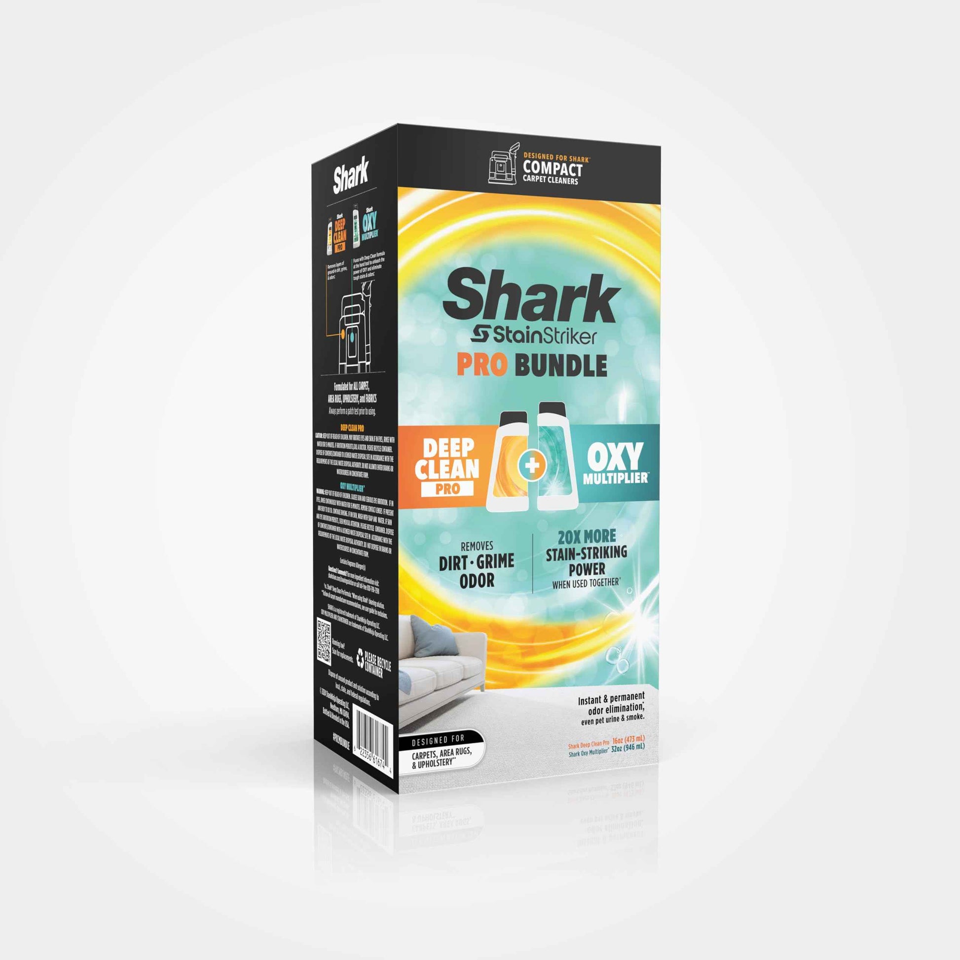 Shark StainStriker Pet Bundle for All StainStriker Portable Carpet Cleaners, Includes 32oz OXY Multiplier formula and 16oz Deep Clean Pet formula, PXCPBUNDLE