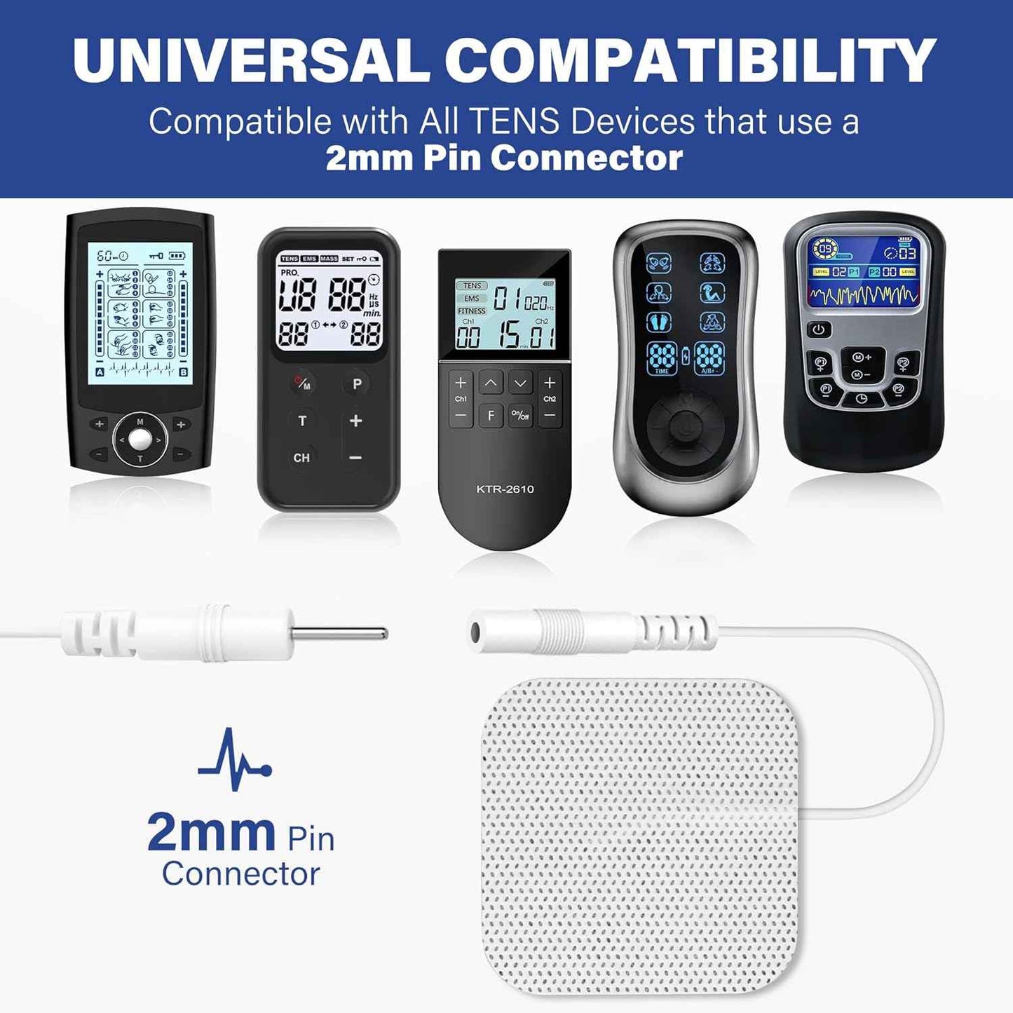 LotFancy TENS Unit Electrode Pads, 40PCS 2"x2" TENS Unit Pads for EMS Muscle Stimulator Electrotherapy, Self-Adhesive TENS Pads Replacement, Reusable and Latex-Free