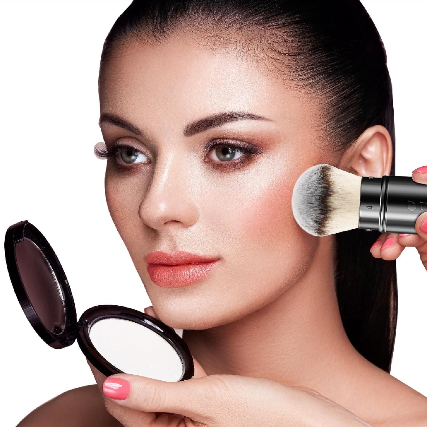 DUcare Kabuki Foundation Brush for Liquid Makeup Flat Top Professional Stick Buffing Blending Mineral Powder Large Face Makeup Brush, Black