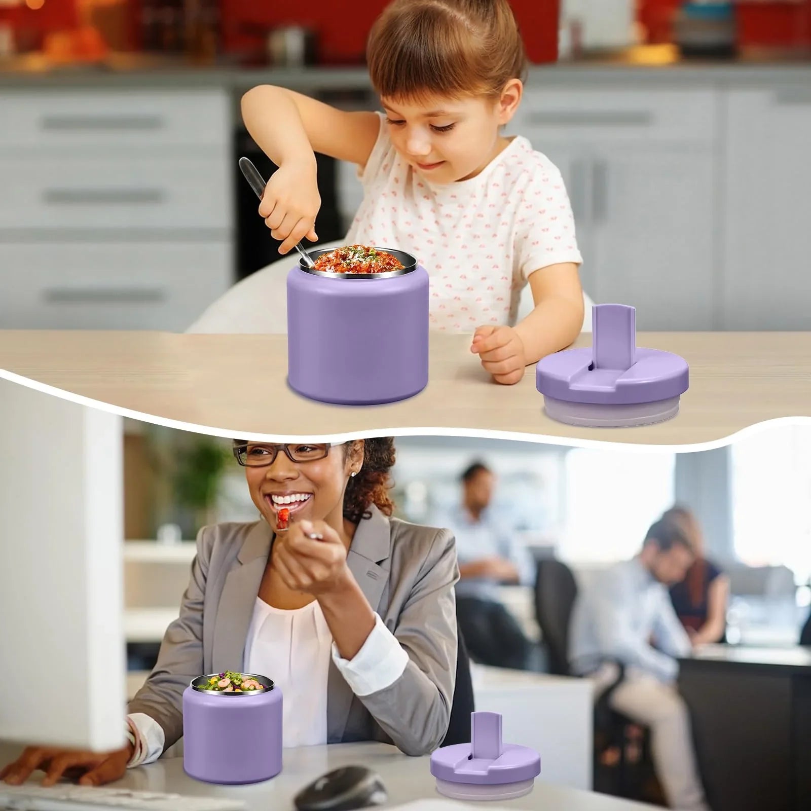 13.5oz Kids Jar for Hot Food, Insulated Vacuum Food Jar with Buckle Lid, Stainless Steel Wide Mouth Leak Proof Insulated Lunch Container for School Picnic Travel, Blue - Jlhbookstore.store