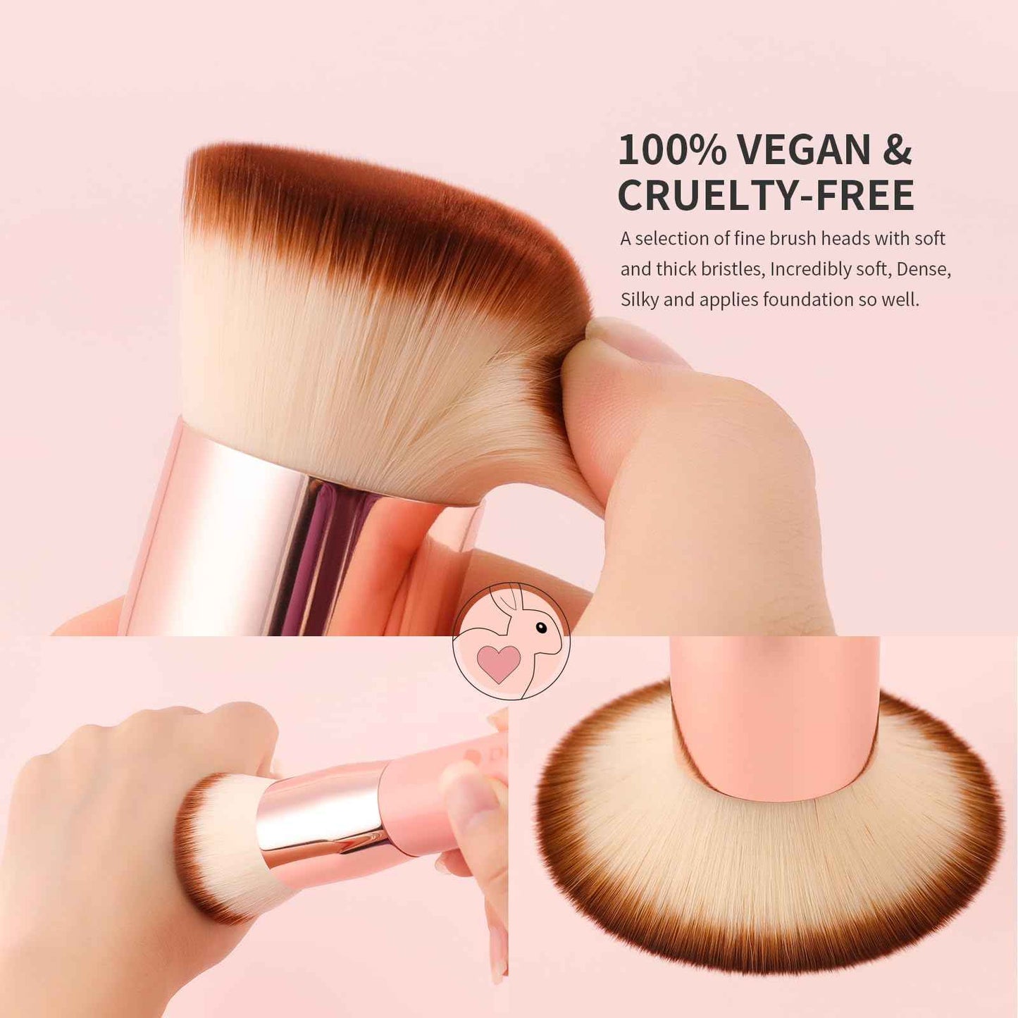 DUcare Kabuki Foundation Brush for Liquid Makeup Flat Top Professional Stick Buffing Blending Mineral Powder Large Face Makeup Brush, Black