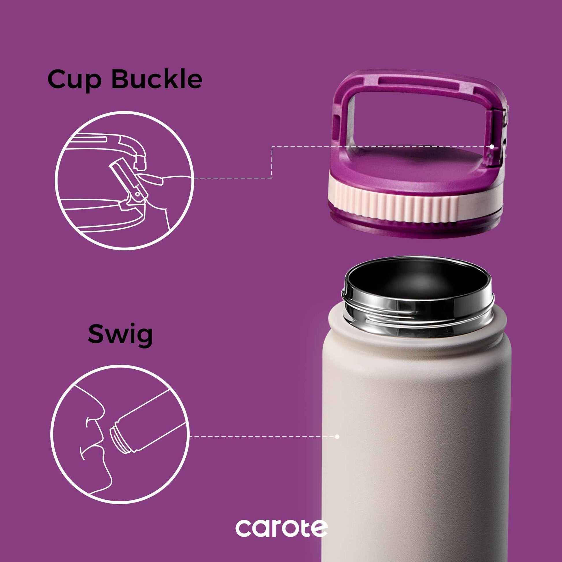 CAROTE 3-Pack Insulated Stainless Steel Water Bottles with Upgraded Leakproof Tech, Travel Coffee Tumplers with Straw, 34/24/24 oz Heart Paradise Straw Tumbler Set of Three (Blue)