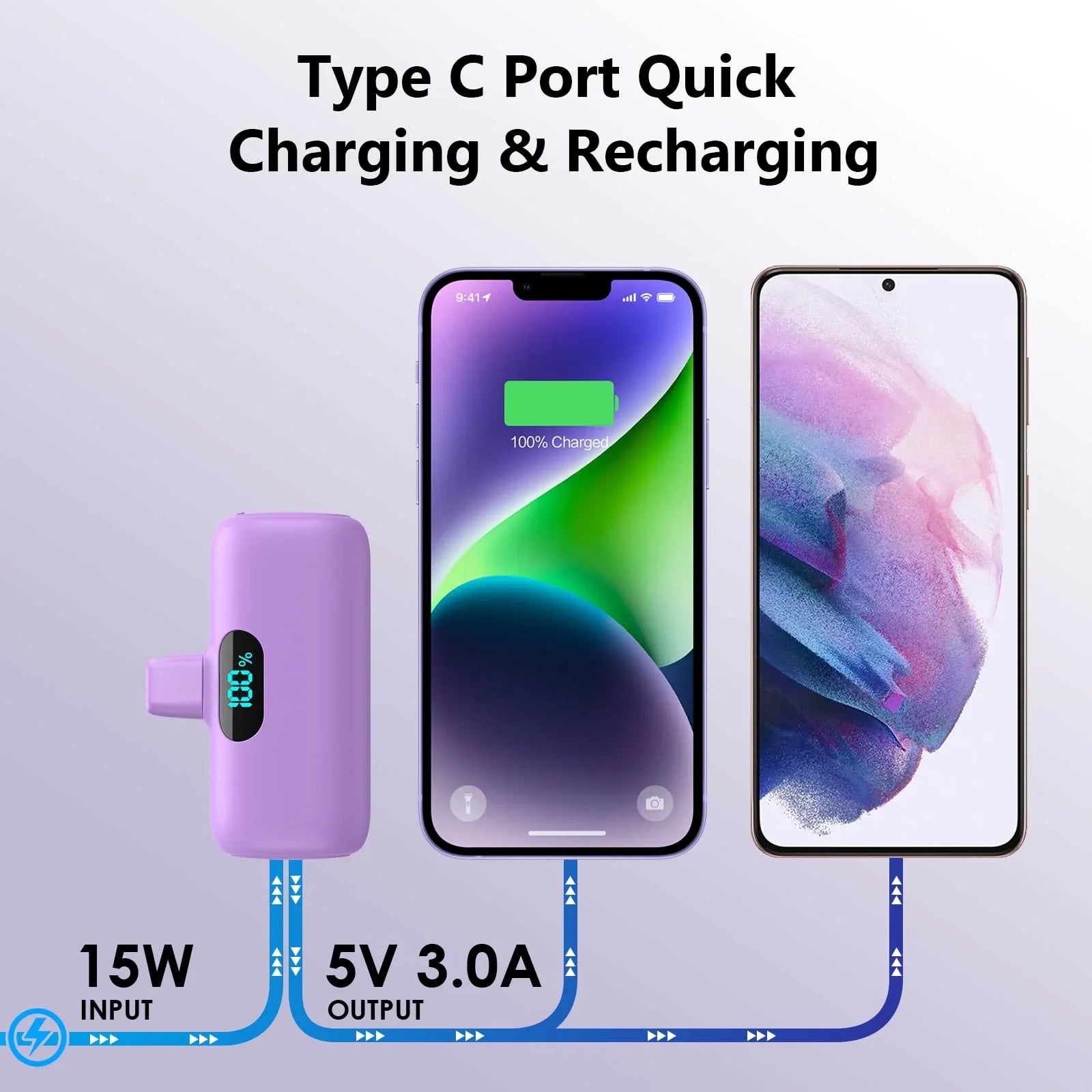 Mini Portable Charger for iPhone,Upgraded 5000mAh PD Fast Charging Battery Pack,LCD Display Cute Power Bank Portable Phone Charger for iPhone 14/14 Pro Max/13/13 Pro/12 Pro/11/XS/XR/X/8/7/6-Black - Jlhbookstore.store