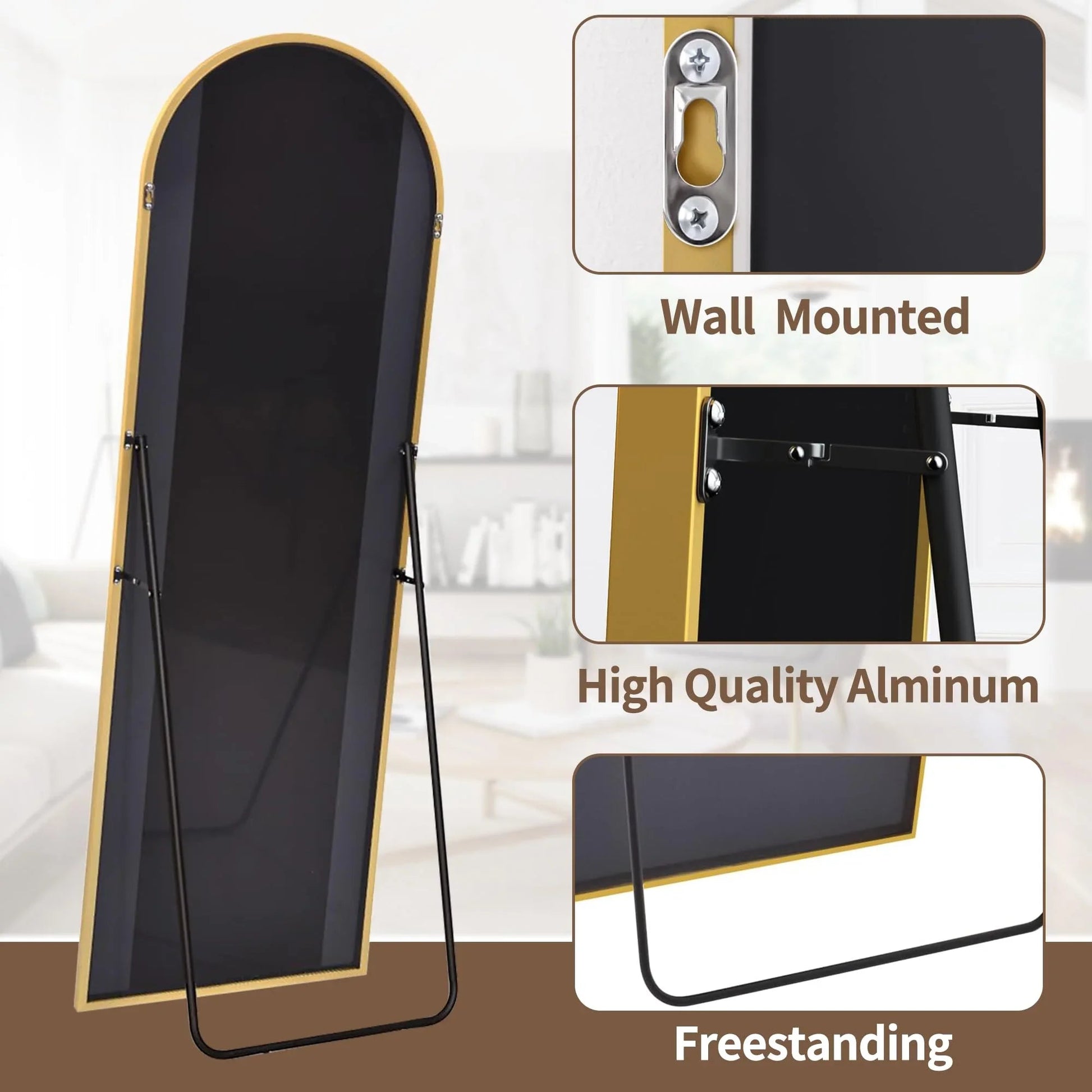 OGCAU Floor Full Length Mirror, 56"x20" Arched Full Body Mirror, Hanging or Leaning, Standing, Wall Mounted with Aluminum Frame for Bedroom Living Room, White jlhbookstore.store