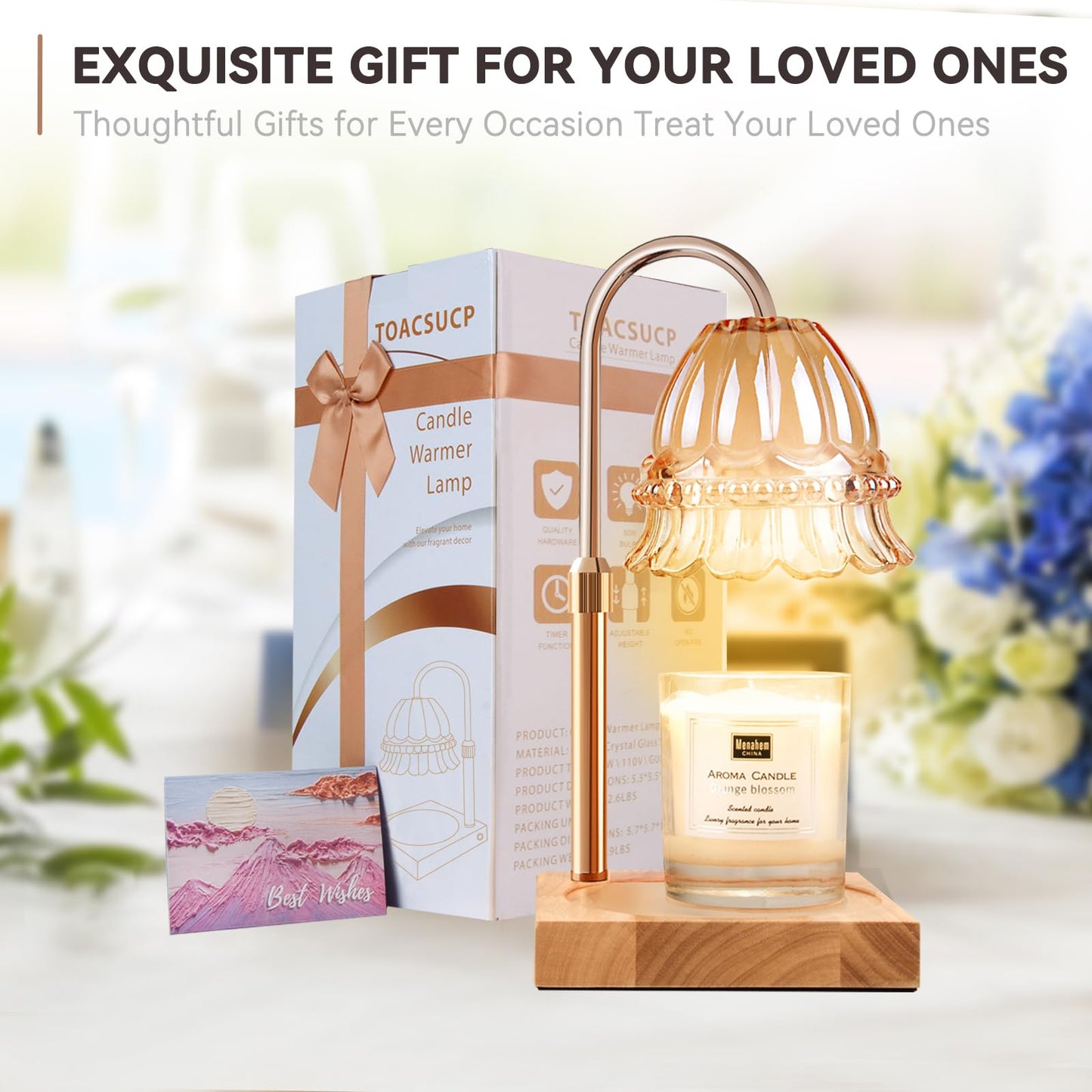 Candle Warmer Lamp with 3 Bulbs, Adjustable Height Dimmable Candle Warmer with Timer, Candle Lamp with Charming Gift Box Ribbon,Birthday Gifts for Women Mom, House Warming Gifts New Home Decor jlhbookstore.store