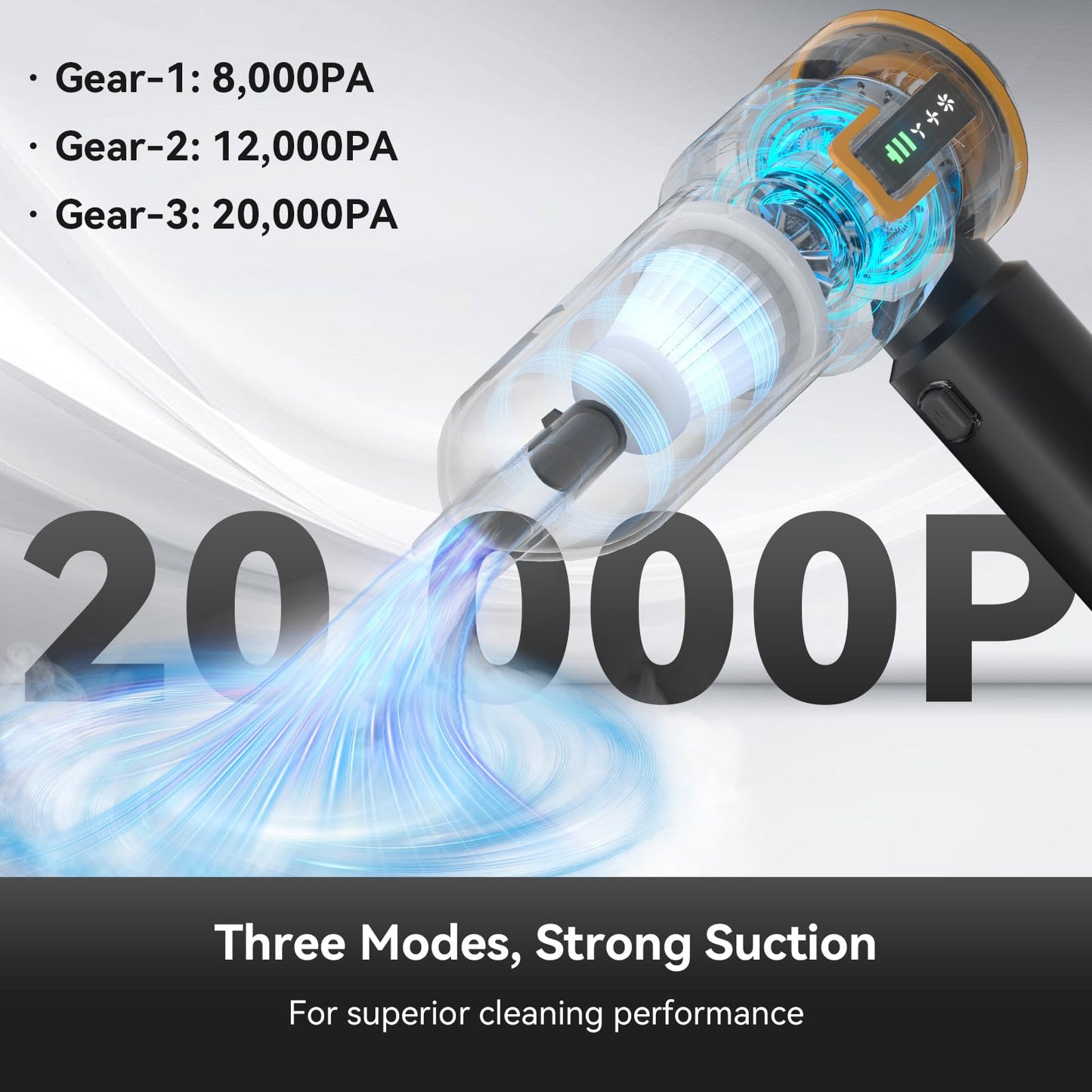 Handheld Vacuum,Car Vacuum Cleaner,4-in-1 20000PA High Power Portable Rechargeable Vacuum Cleaner with Brushless Motor, Small Handheld Vacuum & Air Blower & Pump-Black