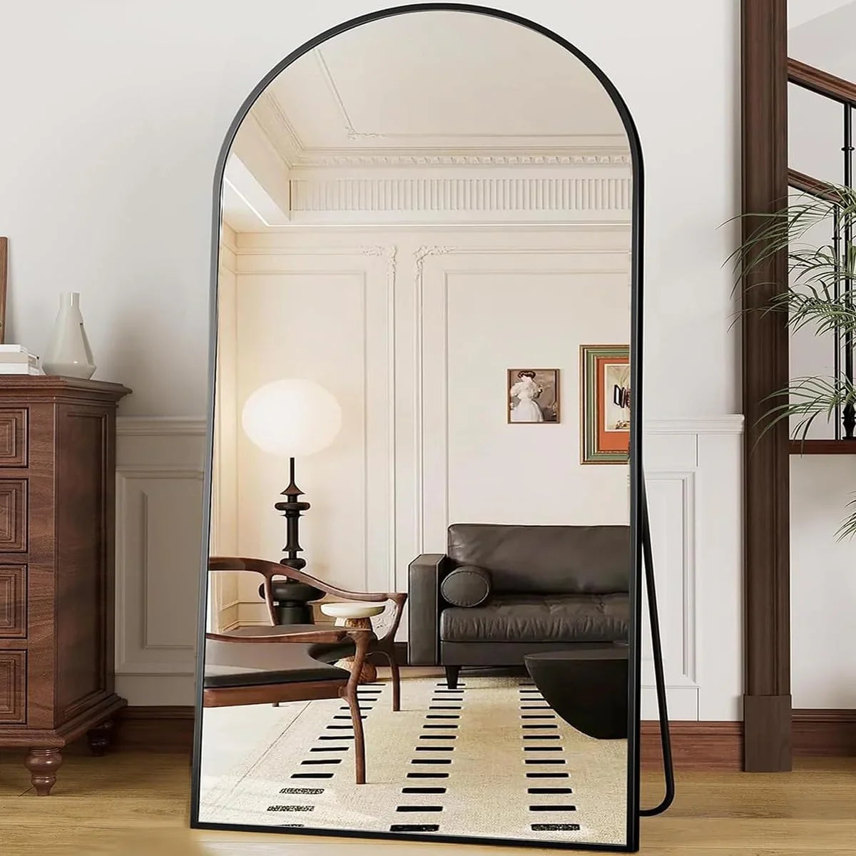 OGCAU Floor Full Length Mirror, 56"x20" Arched Full Body Mirror, Hanging or Leaning, Standing, Wall Mounted with Aluminum Frame for Bedroom Living Room, White - Jlhbookstore.store