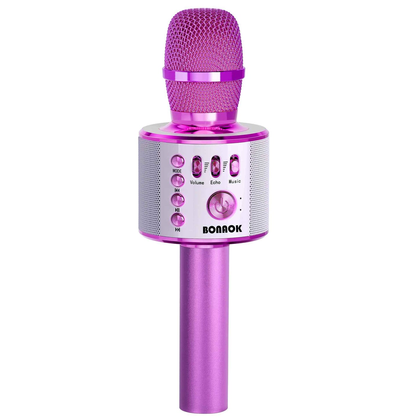 BONAOK Wireless Bluetooth Karaoke Microphone, Portable Toy Microphone for Singing, Gifts to Girls Boys Kids Adults All Age Q37（Bright Purple）