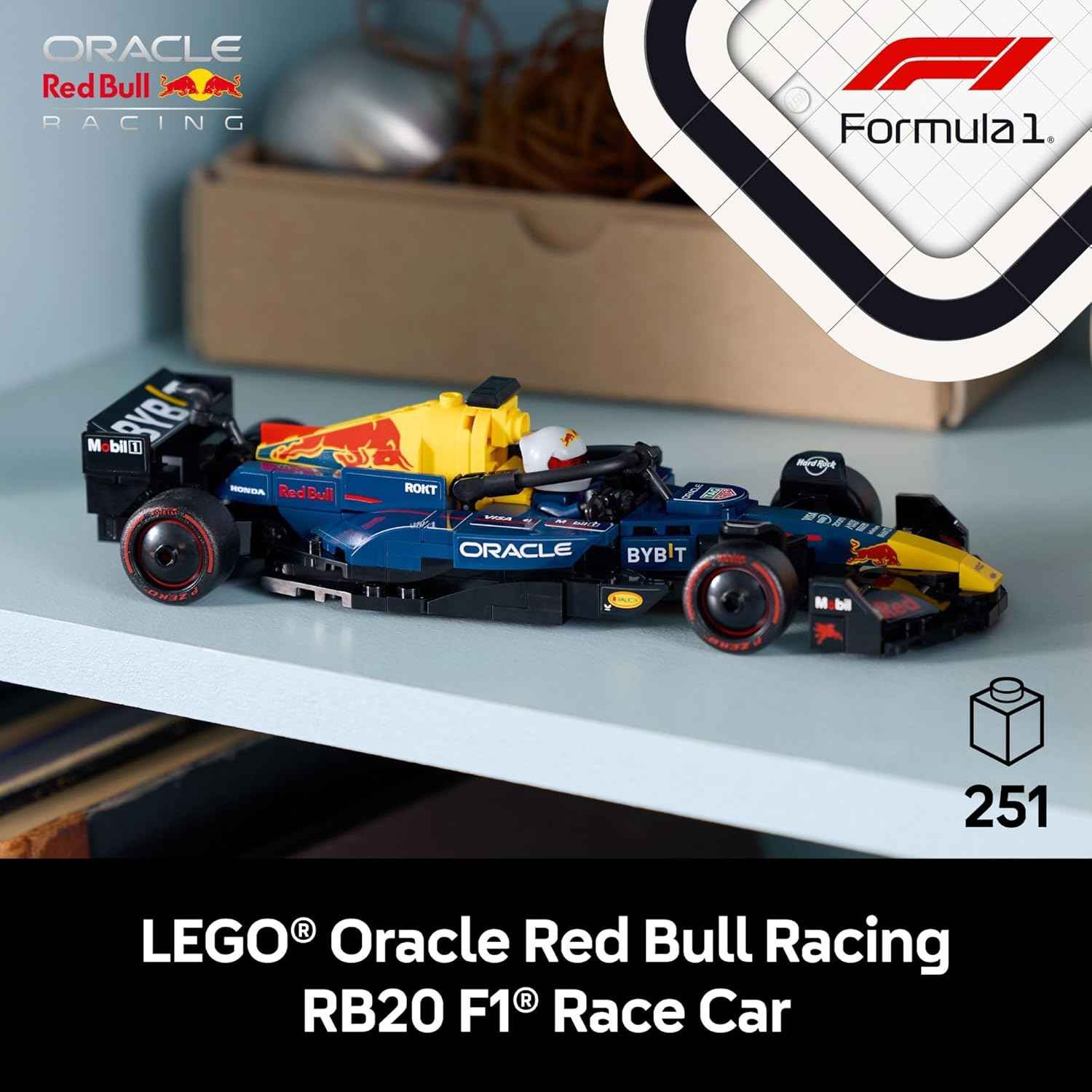 LEGO Speed Champions Oracle Red Bull Racing RB20 F1 Race Car Model Kits - Building Set for Adults, Ages 18+ with Realistic Features - Red Bull DIY Crafts for Display - Gift Idea for F1 Fans - 77243