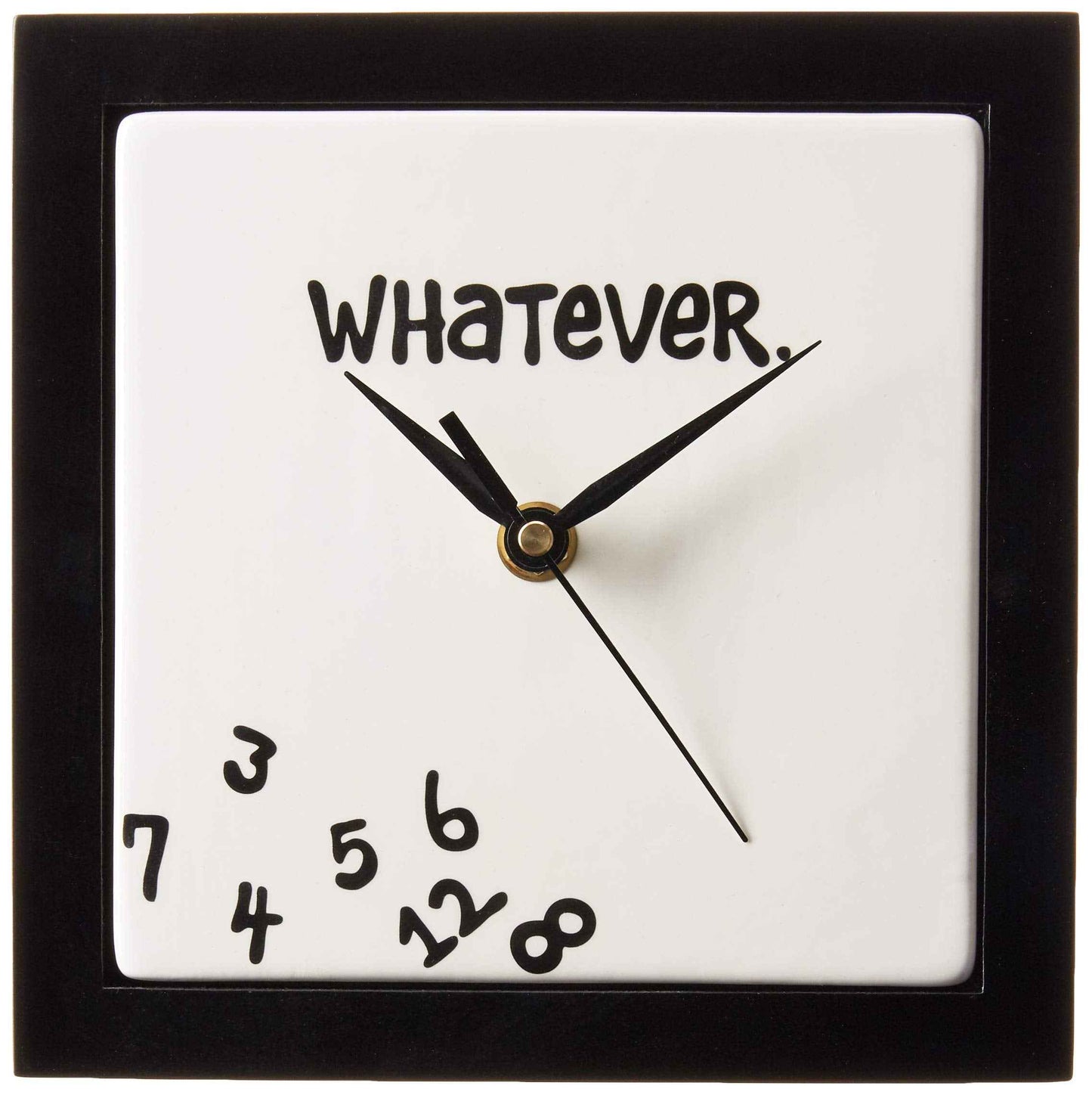 Enesco Whatever. Scrambled Numbers Always Late 7.5 x 7.5 Inch Square Hanging Wall Clock