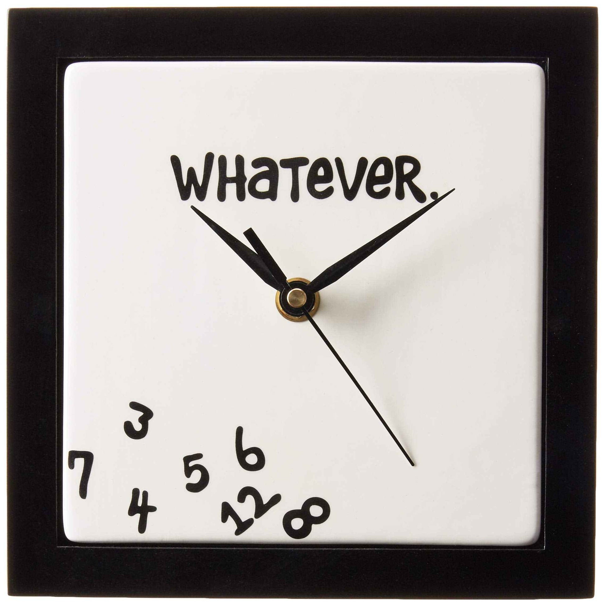 Enesco Whatever. Scrambled Numbers Always Late 7.5 x 7.5 Inch Square Hanging Wall Clock