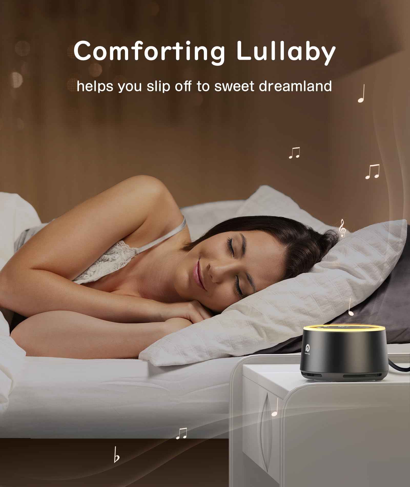 Dreamegg Sound Machine for Sleep - D1 Nova White Noise Sound Machine for Baby Adult with Alarm Clock, Soothing Sounds, Dimmable, White Noise Alarm Clocks for Bedrooms Heavy Sleepers Travel, Black