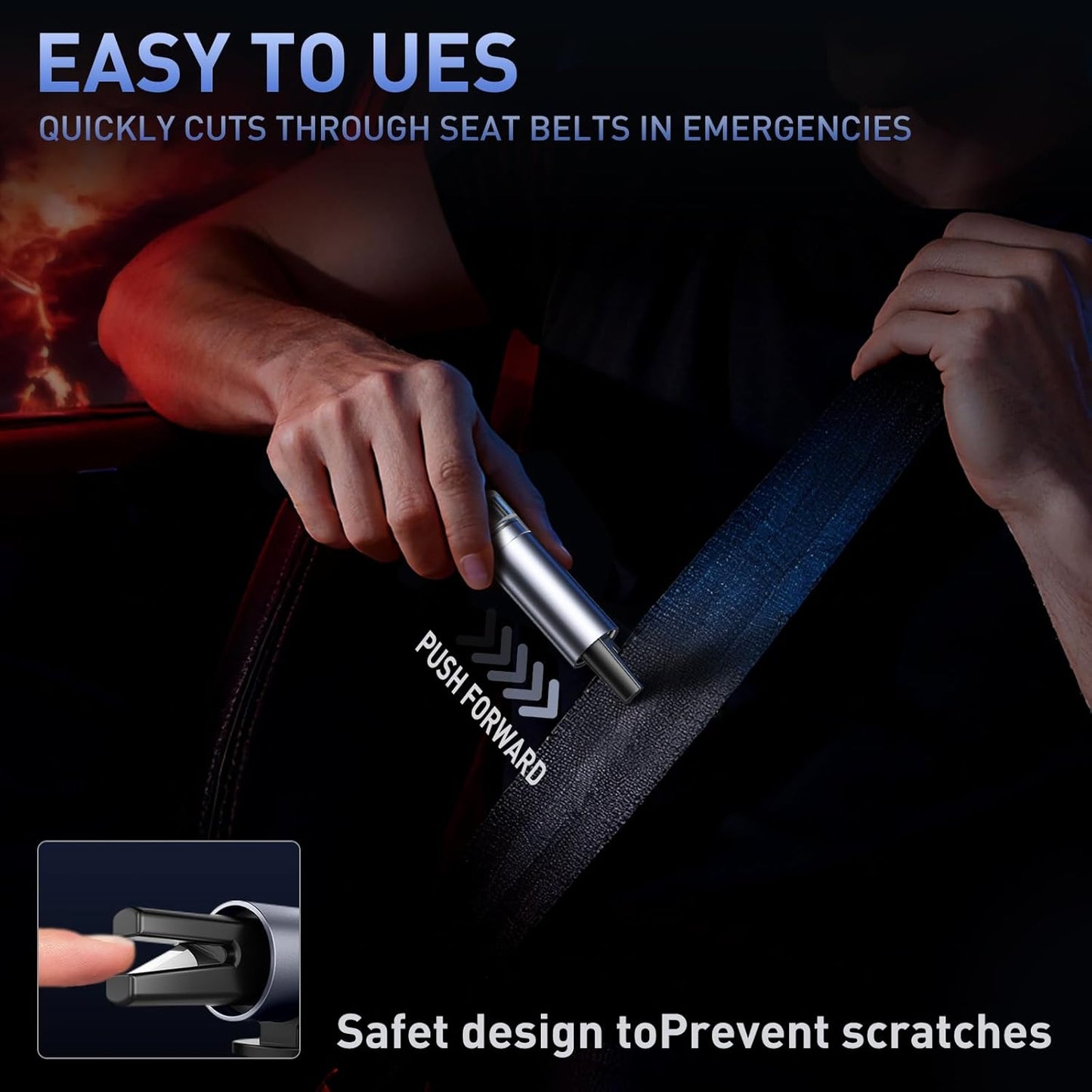 Emergency Car Window Breaker Tool, 2 in 1 Life Hammer car Escape Tool, Window Breaker Seatbelt Cutter for All Cars, car Escape Tool, Small Hammer, Seatbelt Cutter, Glass Cutter, Auto zubehör