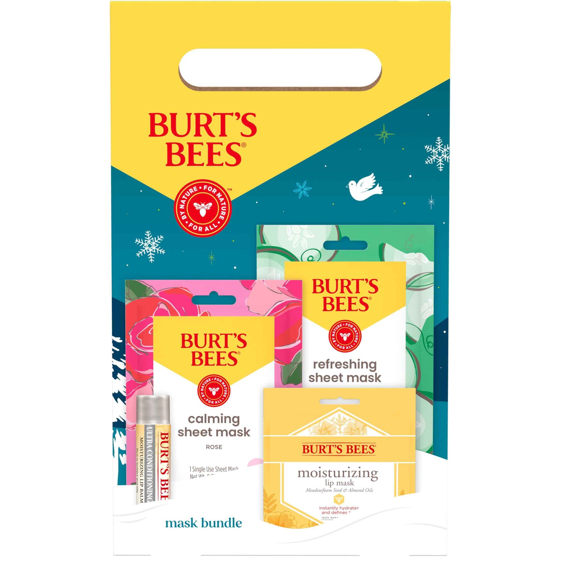 Burt's Bees Christmas Gifts, 3 Body Skincare Stocking Stuffers, Hand Repair Set, 3 Hand Creams plus Gloves - Almond Milk Hand Cream, Lemon Butter Cuticle Cream, Shea Butter Hand Repair Cream