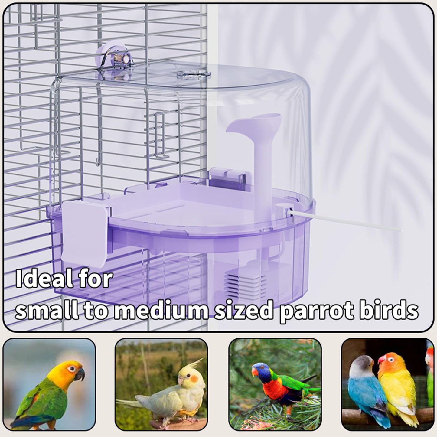 Automatic Bird Baths for Cage – Indoor Parakeet Bath with Pump, Bird Shower with 2 Modes Running Water, Bird Cage Accessory for Pet Birds Conure Budgies Cockatiels Lovebird (Light Brown)