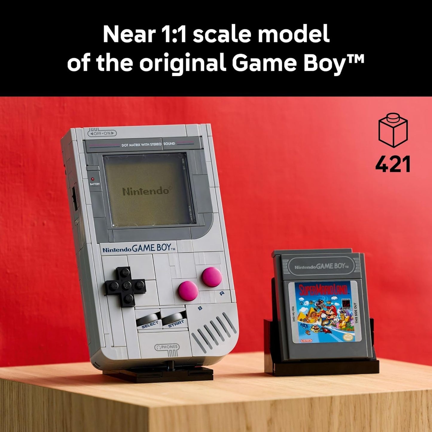 LEGO Super Mario Game Boy - Retro Building Sets for Adults, Ages 18+ - Collectible Model with Game Paks and Display Stand - Birthday Gifts for Men & Women - 72046