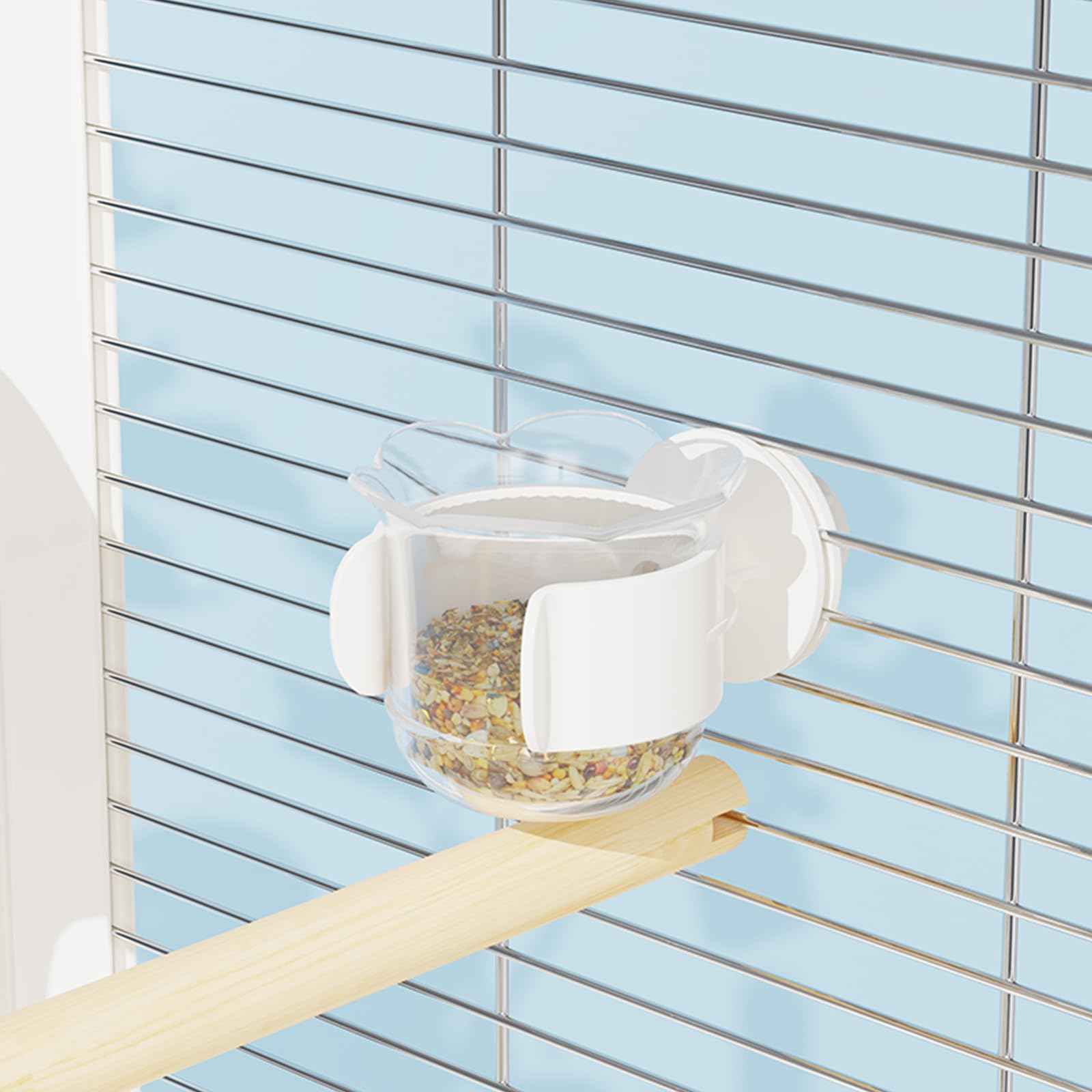 2pcs/4pcs PET Bird Bowls with Clamp, Bird Cage Feeder, Durable Water Bowl, Feeding Cups, Water Feeder for Cockatiel, Parakeet, Macaw, Finches, Lovebirds, Small Animals Gray (Pink, 2pcs)