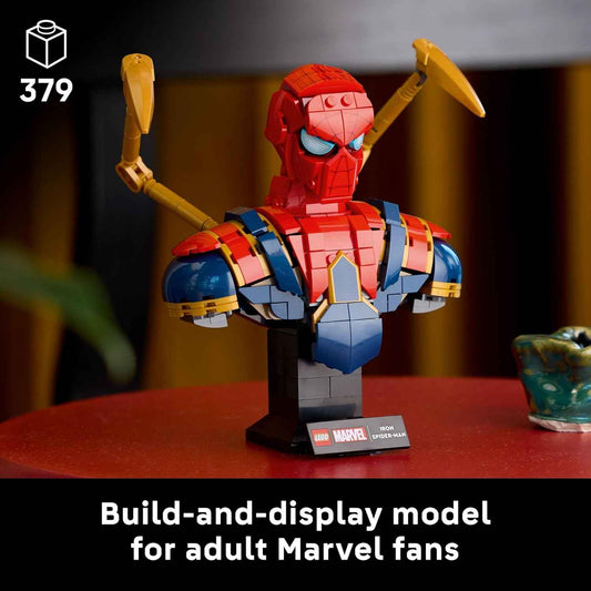 LEGO Marvel Iron Spider-Man Bust Collectible - Building Kit for Adults, Ages 18+ - Includes Iron Spider-Man Minifigure - Collectible Model for Super Hero Fans - Gift for Men and Women - 76326
