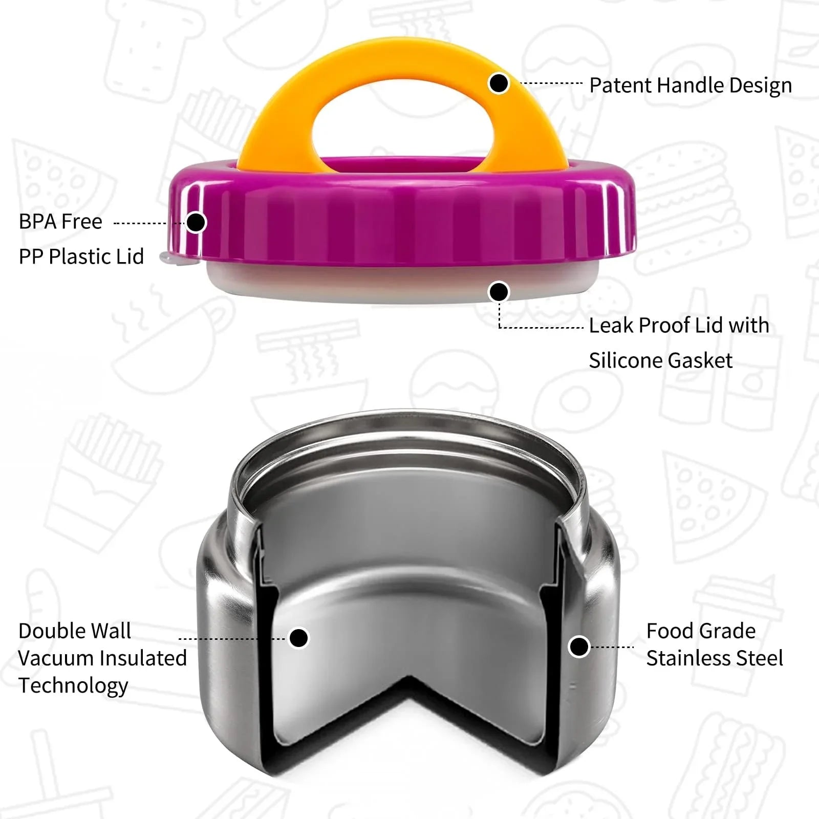 MAISON HUIS 8oz Soup Thermo Wide Mouth Vacuum Insulated Thermo Jar, Leak Proof Stainless Steel Food Container for Hot&Cold Food Kids Lunch Soup for School Travel (Green) - Jlhbookstore.store