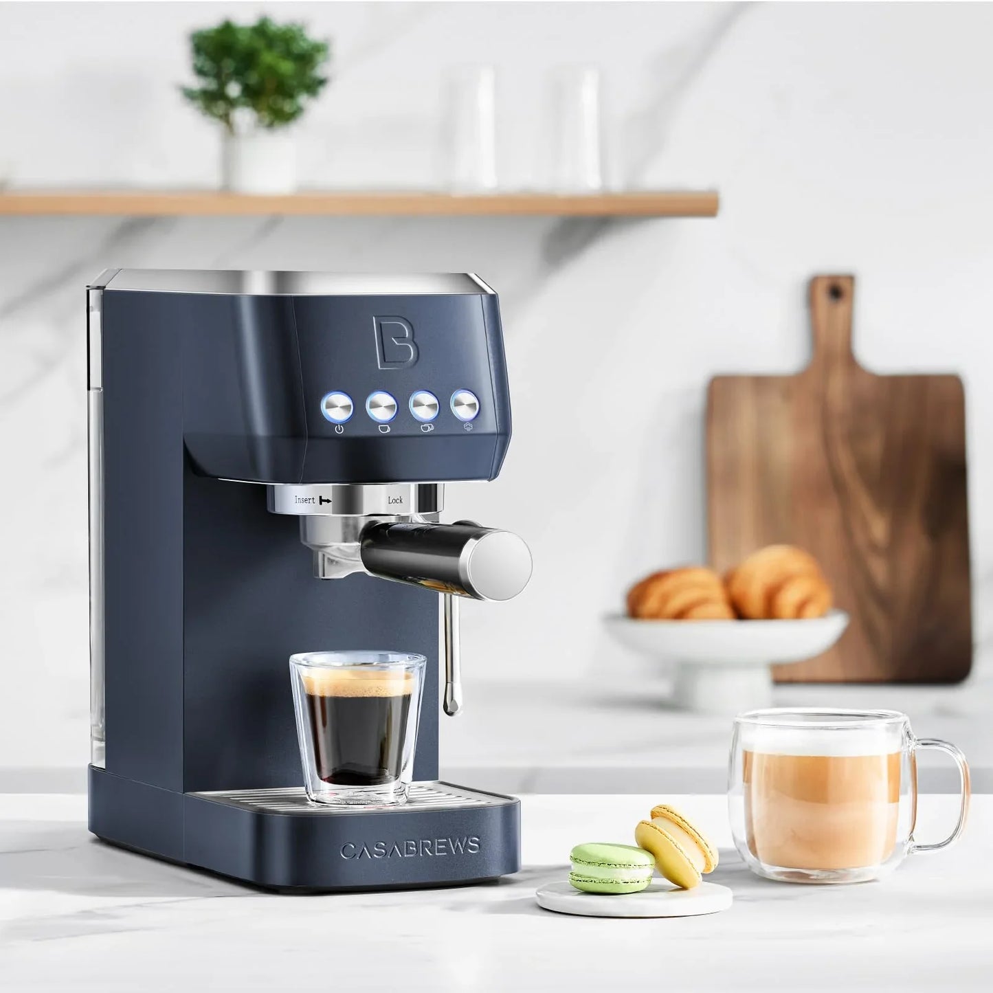 CASABREWS 3700 Essential Espresso Machine 20 Bar, Stainless steel Coffee Maker with Milk Frother, Espresso Coffee Machine for Cappuccino, Latte, 43.9oz Water Tank, Sapphire Blue - Jlhbookstore.store